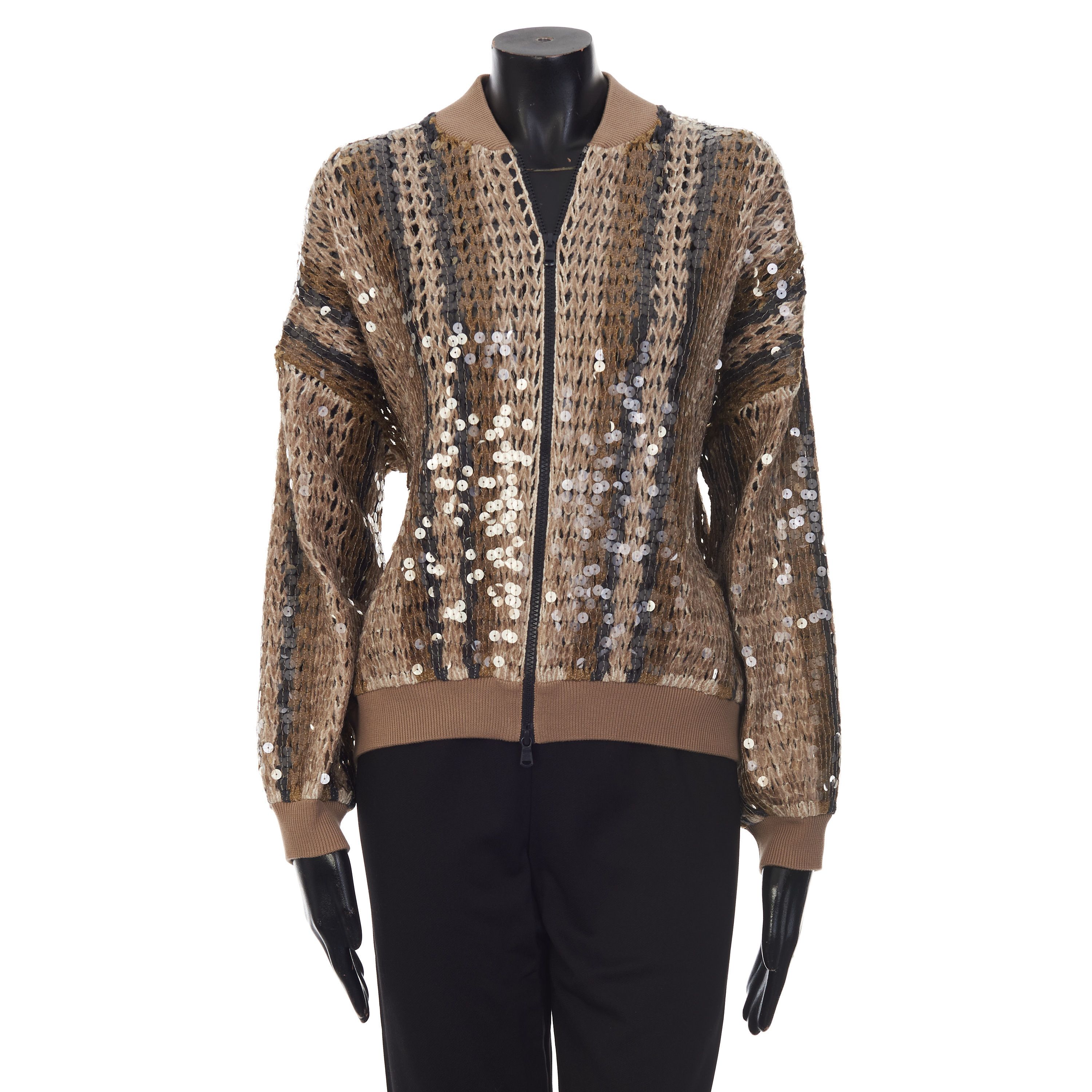 Brunello Cucinelli Stripe Embroidery Bomber Jacket - Jute & Cotton Size M / US 6-8 / IT 42-44 - 4 Thumbnail