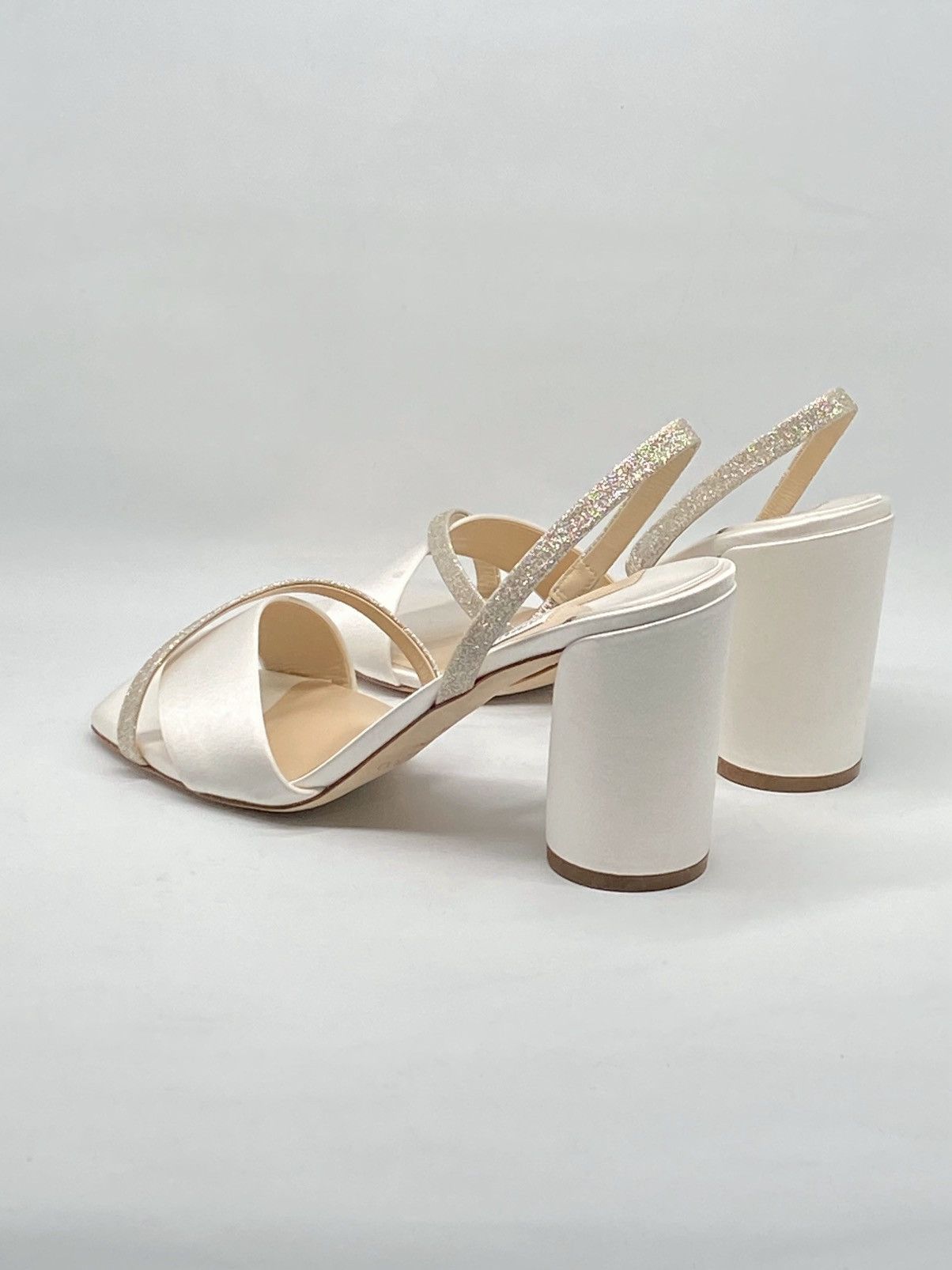 Jimmy Choo Jimmy Choo Plum Satin & Glitter Slingback Sandals size 39.5 Size US 9.5 / IT 39.5 - 8 Thumbnail