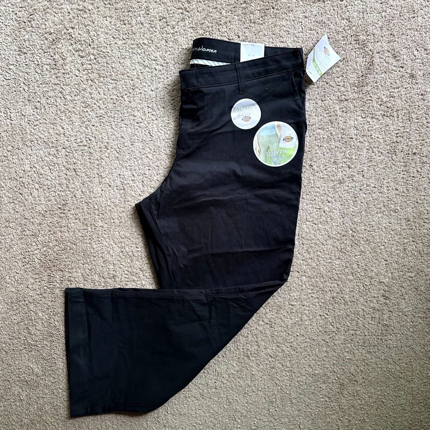 Dickies Dickies Pants Womens 18 (38x28) Slim Fit Bootcut Black Twill Work High Rise Size 26" / US 2 / IT 38 - 2 Thumbnail