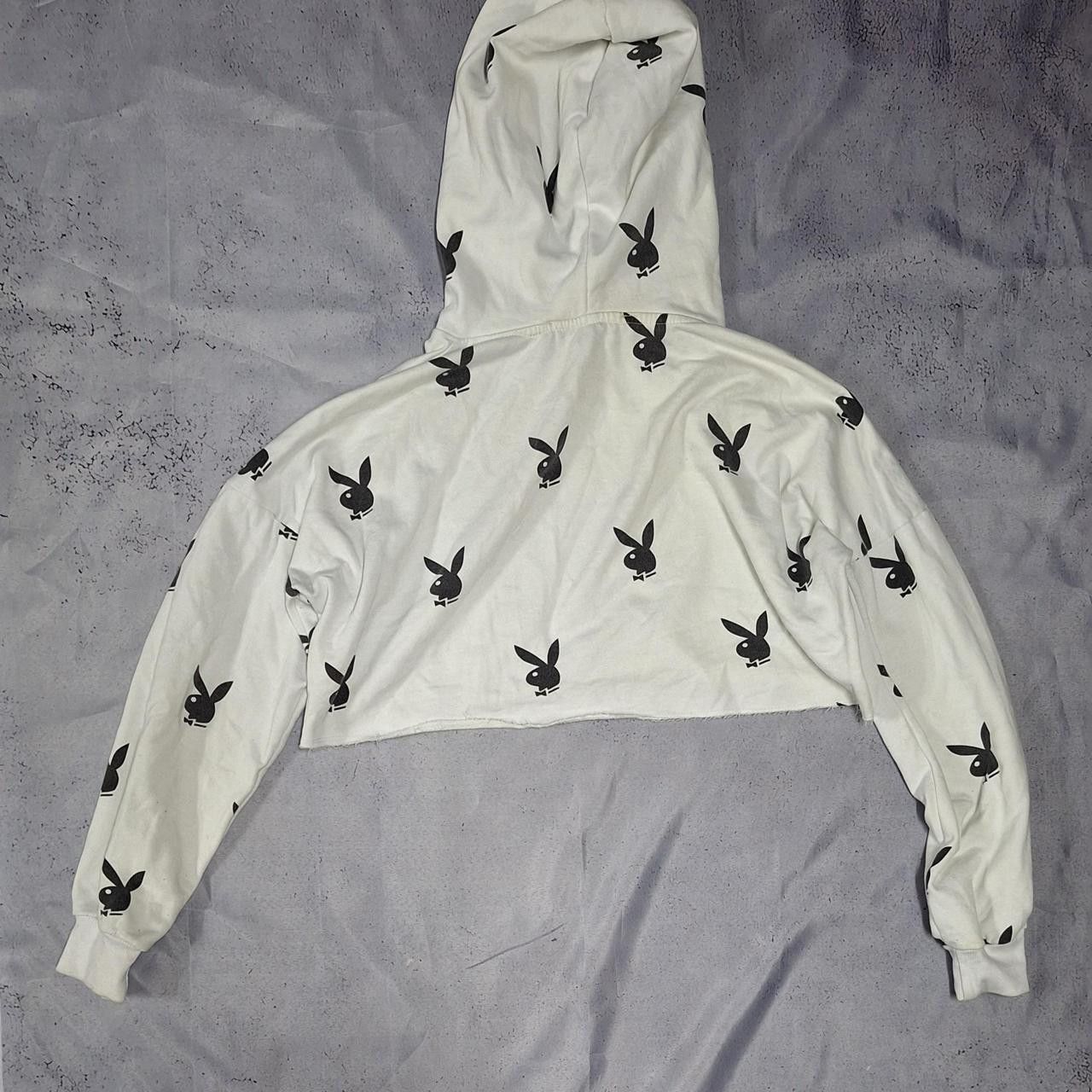 Playboy White and black cropped hoodie #croppedhoodie Size S / US 4 / IT 40 - 4 Thumbnail