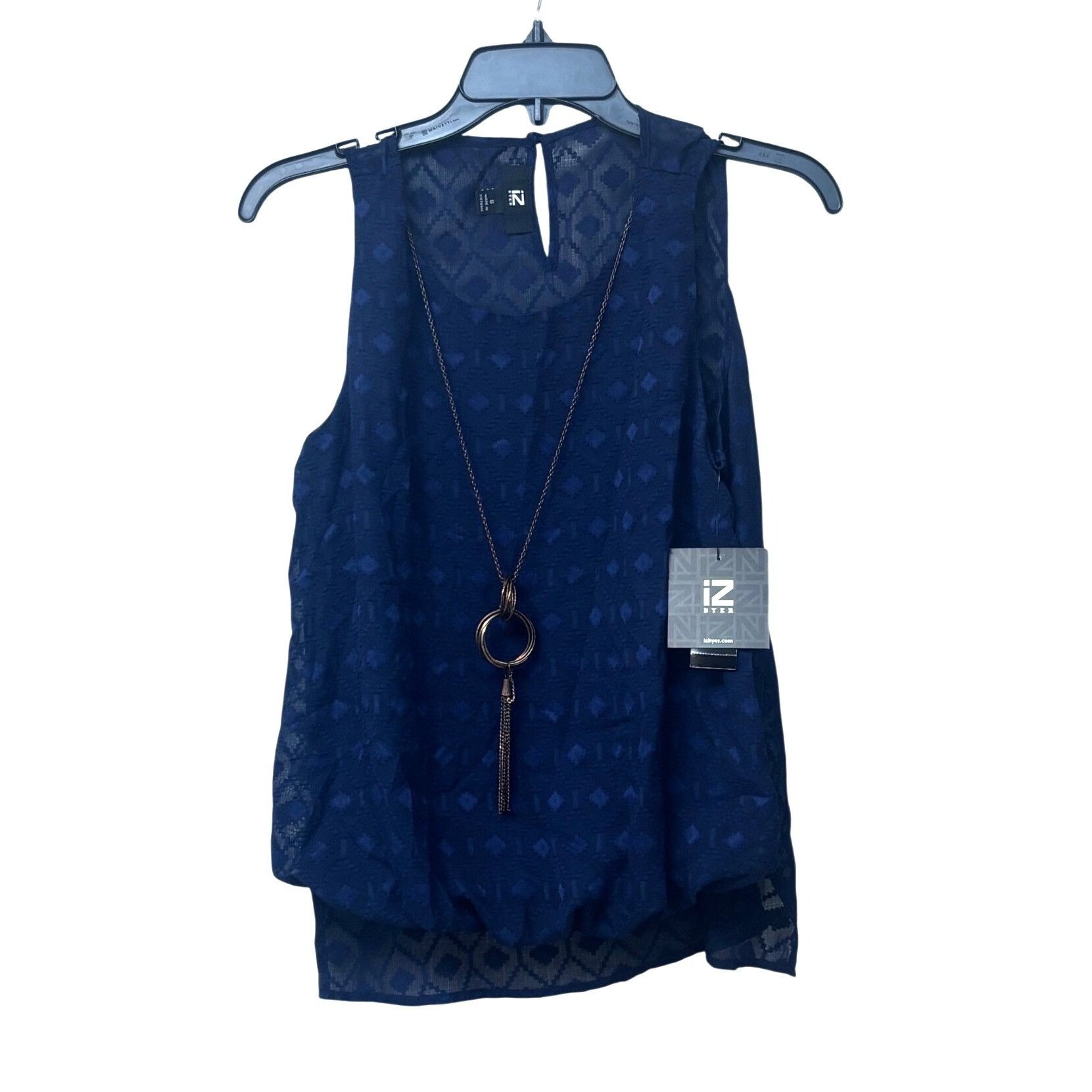 Other Iz Byer Navy Blue Textured Sleeveless Blouse W/Removable Nec Size S / US 4 / IT 40 - 4 Thumbnail