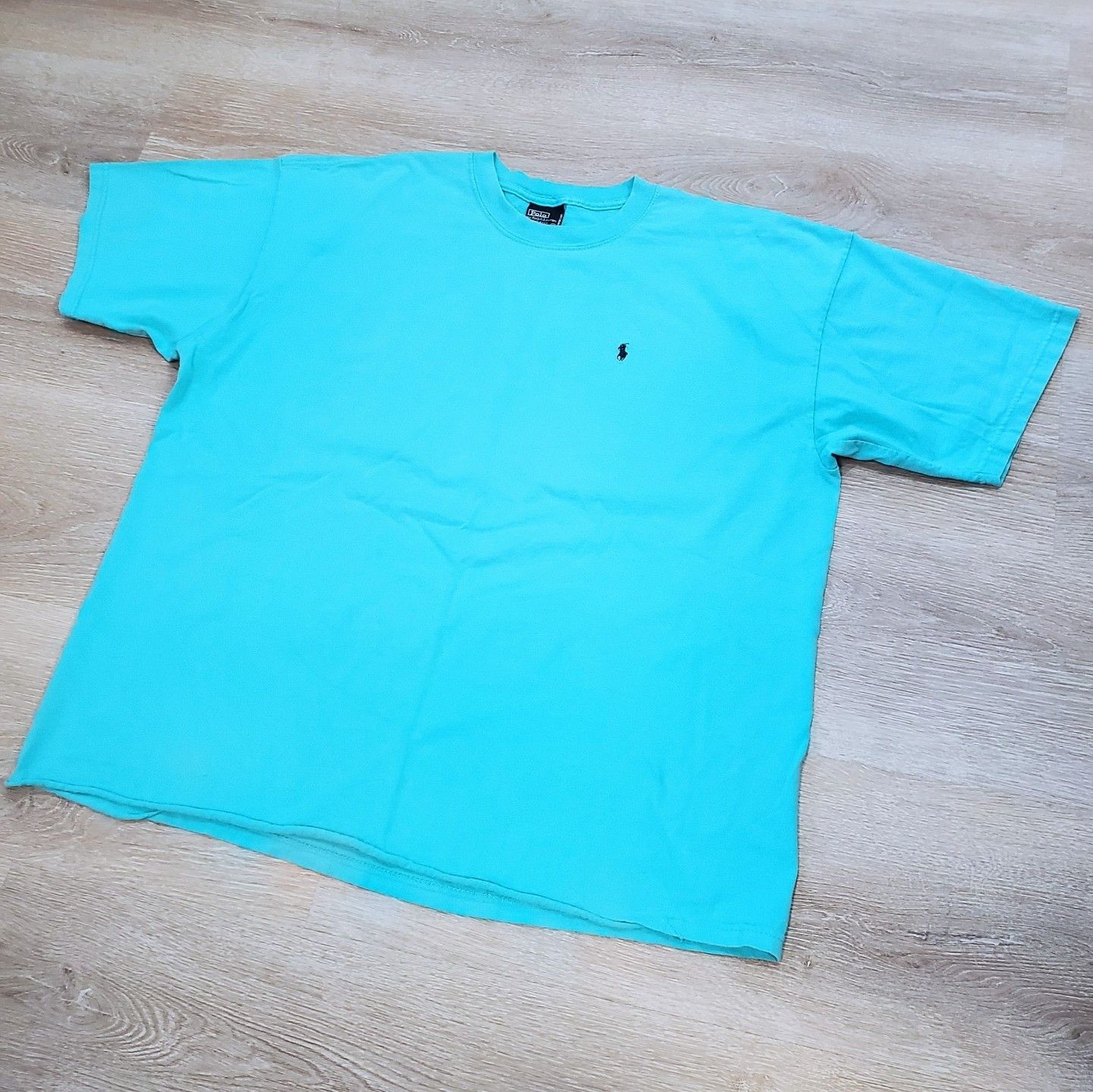 Polo Ralph Lauren × Vintage Vintage 90s Polo Ralph Lauren Crew Neck T-Shirt Aqua Blue Size US XXL / EU 58 / 5 - 5 Thumbnail
