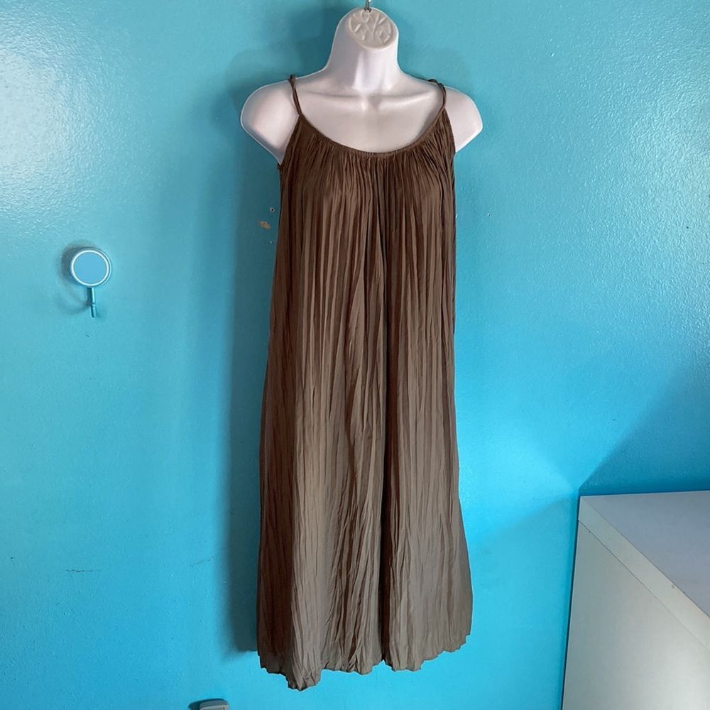 Beams Plus B:MING Beams Womens Crinkle Poly A-Line Dress Taupe Olive "O Size M / US 6-8 / IT 42-44 - 1 Thumbnail