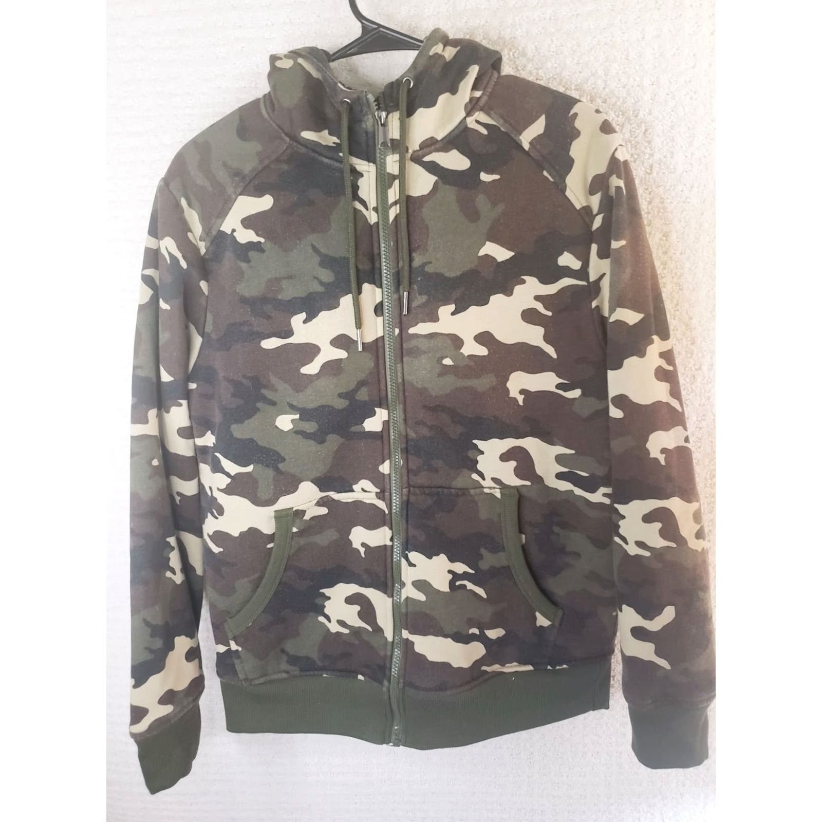 George George Hoodie Men's M Camoflauge Sherpa Lined Full Zip Sweater Jacket 43" Chest Bag Size US M / EU 48-50 / 2 - 2 Thumbnail
