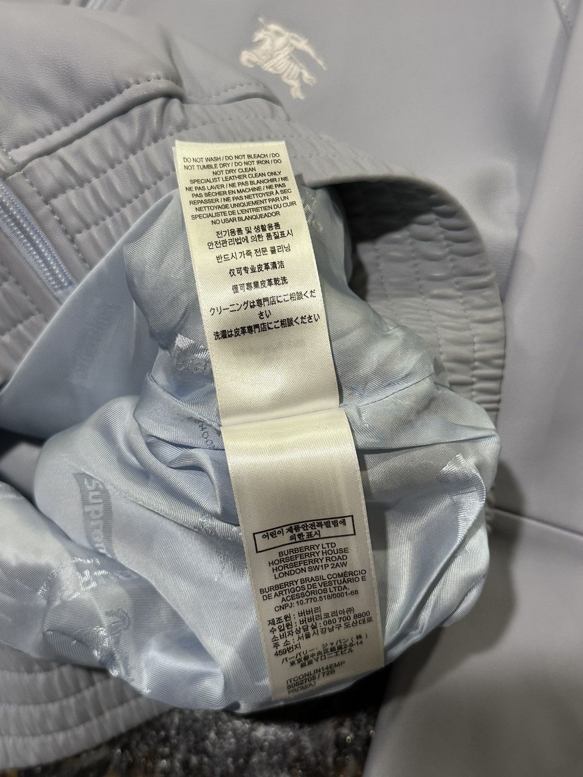 Burberry × Supreme Supreme Burberry Pastel Blue Embroidered Leather Zip Jacket Size US L / EU 52-54 / 3 - 21 Thumbnail