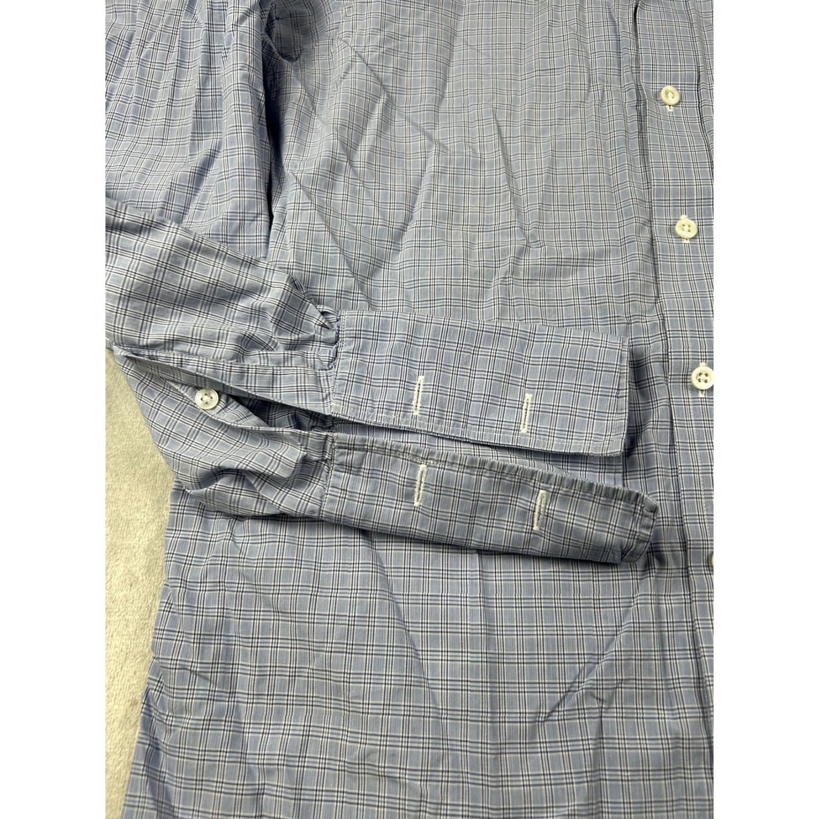 Ralph Lauren Ralph Lauren Purple Label Shirt Mens 17.5 32 Blue Gray Plaid Made England Dress Shirt Size 48R - 4 Thumbnail