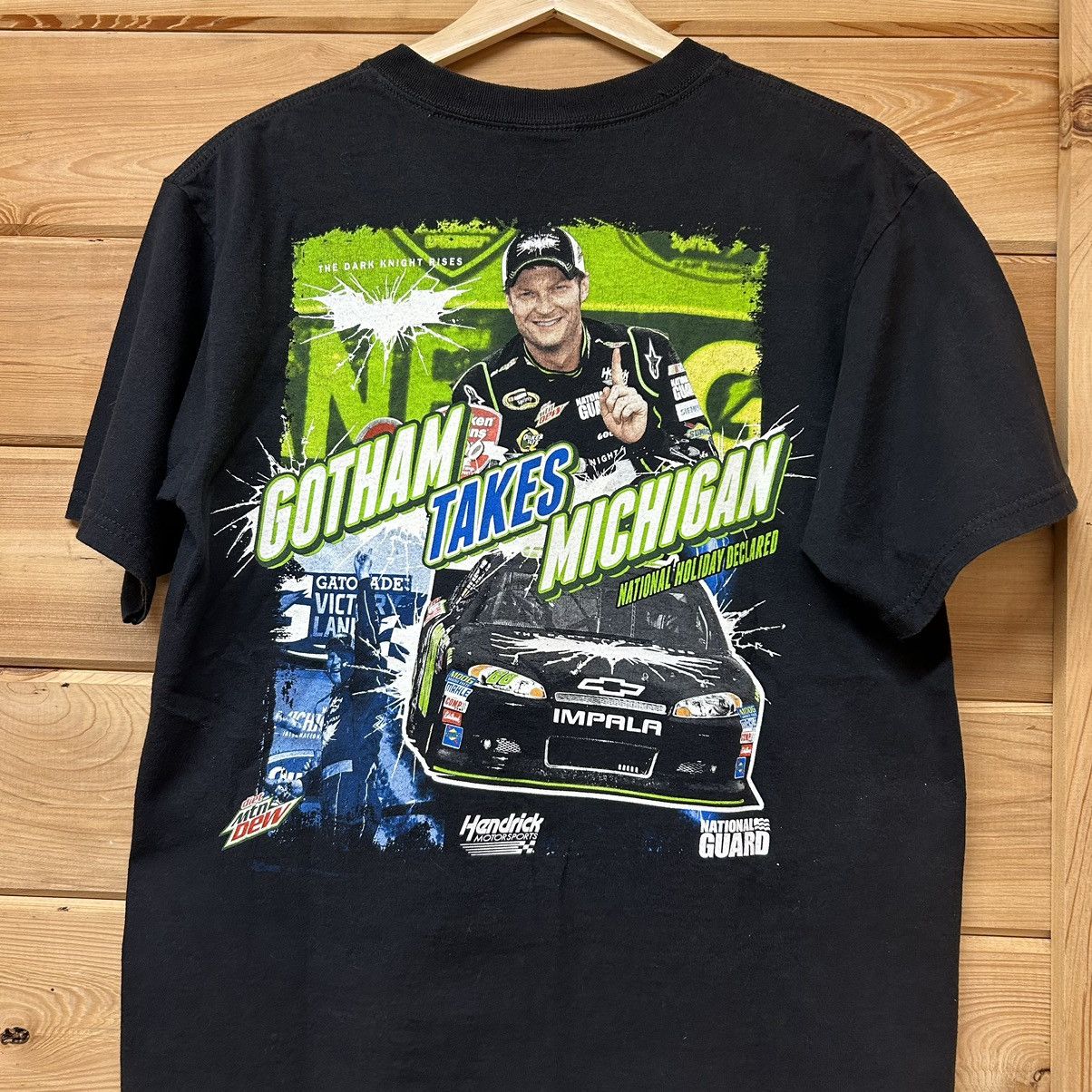 NASCAR Vintage Y2K Dale Jr. NASCAR The Dark Knight Rises T Shirt Size US M / EU 48-50 / 2 - 3 Thumbnail