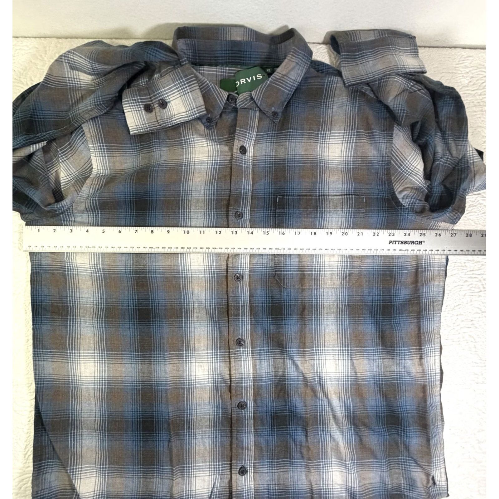Orvis Orvis Sunderland Brushed Twill Plaid Shirt Men's Button-Up Long Sleeve Size XL Blue Size US XL / EU 56 / 4 - 4 Thumbnail