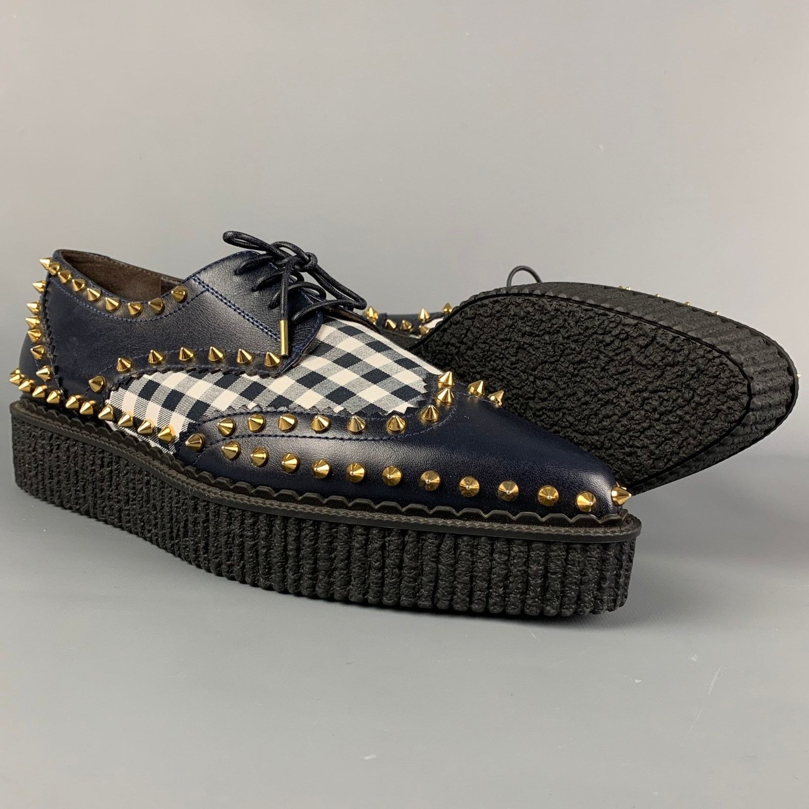 Michael Kors MICHAEL KORS 11 Navy White Leather Studded Platform Shoes Size US 11 / IT 41 - 3 Thumbnail