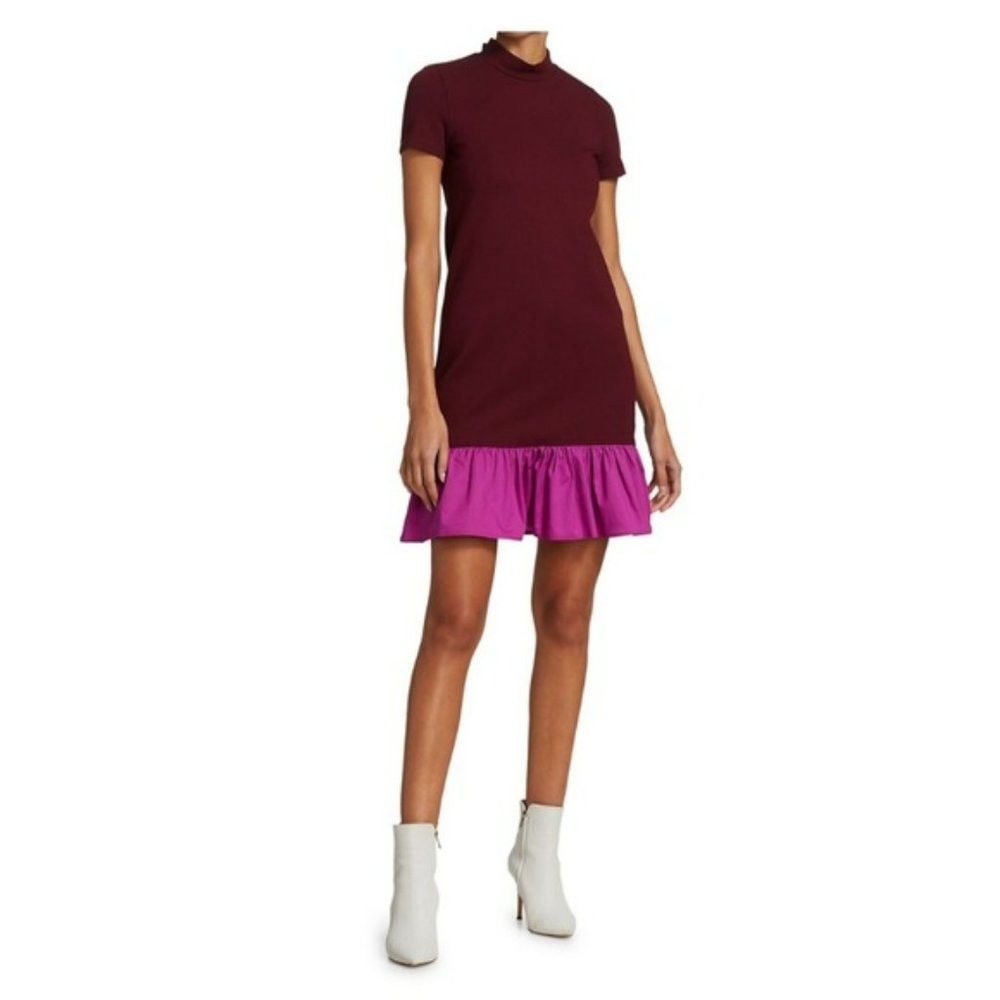 Staud NWT New $235 Staud Diam Colorblock High-Neck Ruffle Dress S Size XS / US 0-2 / IT 36-38 - 1 Thumbnail
