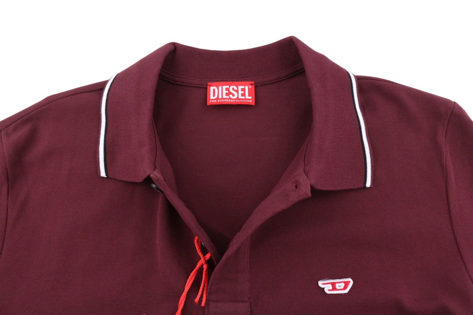Diesel T-SMITH-D M Burgundy Polo Neck Logo T-Shirt 41157 Size US M / EU 48-50 / 2 - 4 Thumbnail