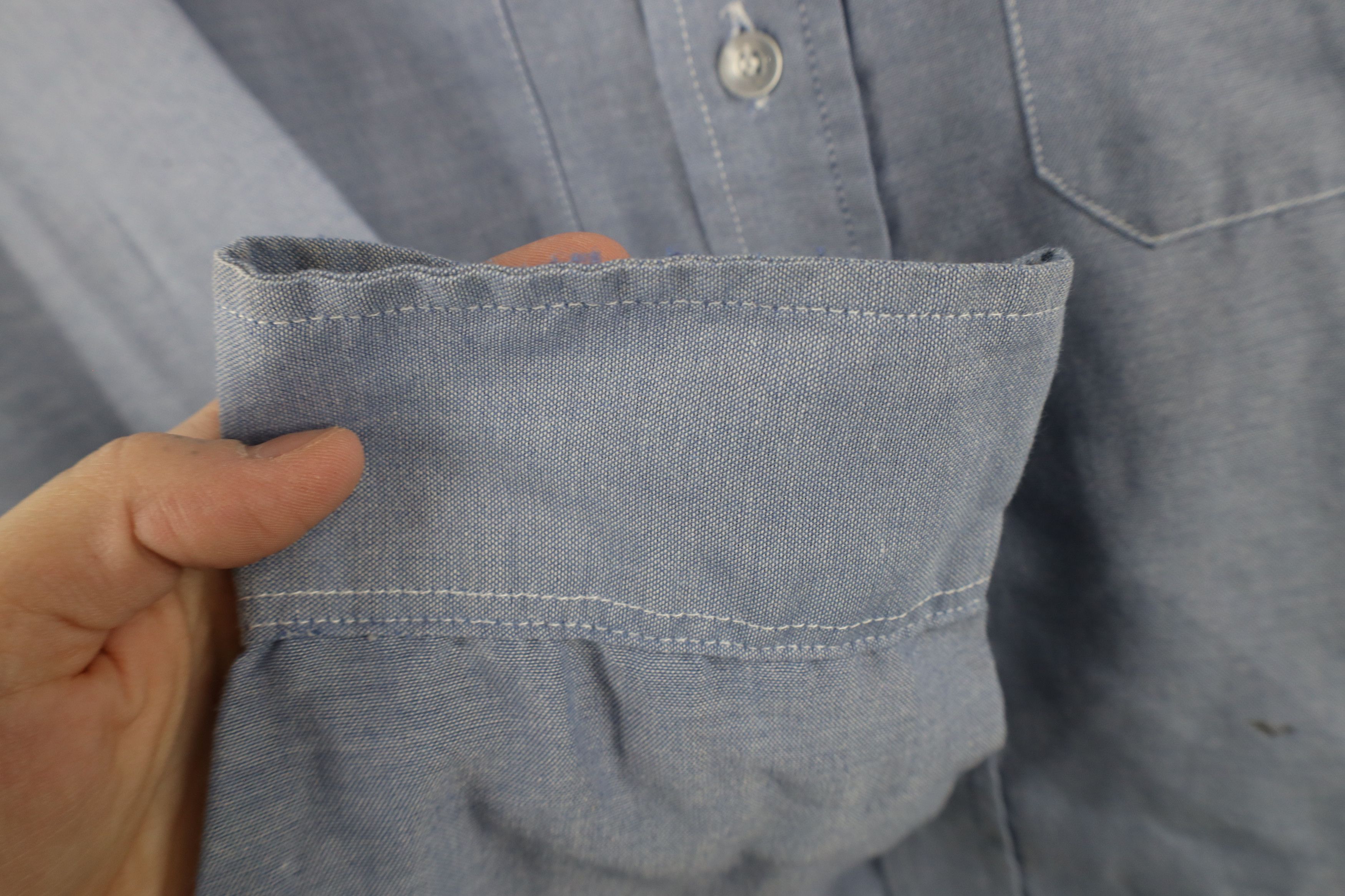 Vintage Vintage 90s Streetwear Chambray Workwear Mechanic Shirt Size US L / EU 52-54 / 3 - 7 Thumbnail