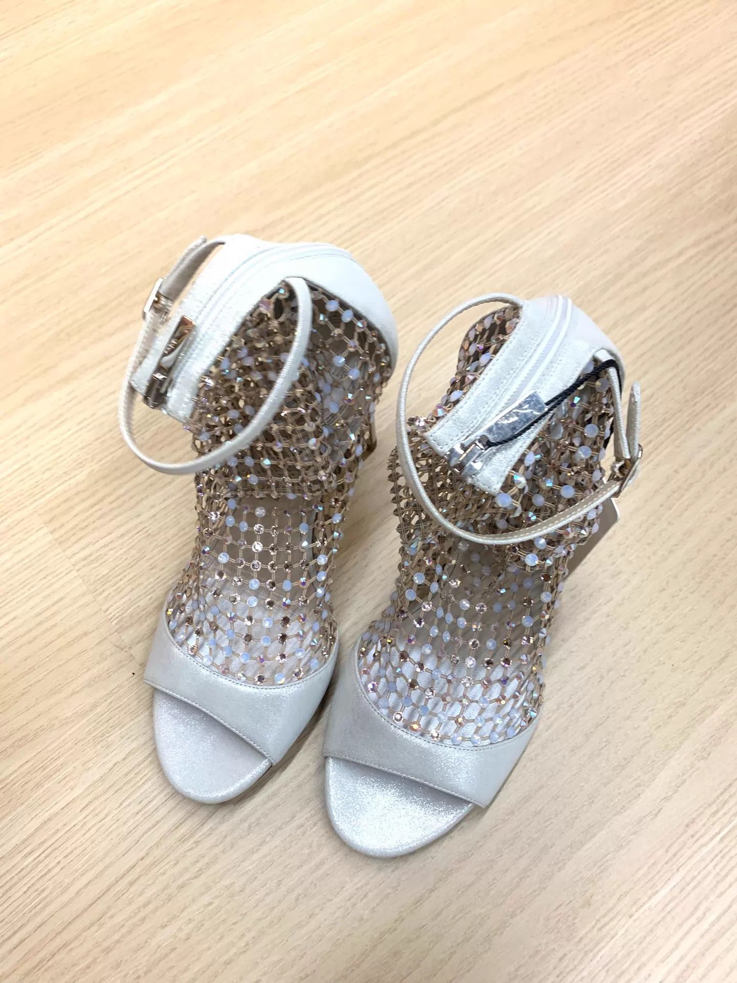 Rene Caovilla RENE CAOVILLA Silver Crystal Mesh High Heel Sandal 37 Size US 6.5 / IT 36.5 - 2 Thumbnail