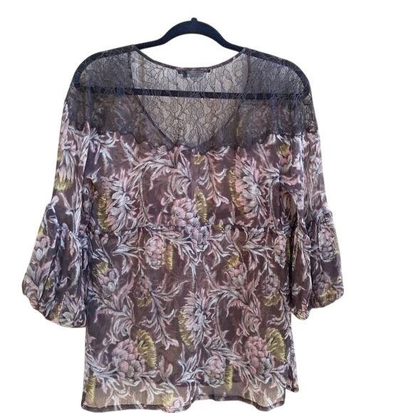 Bcbgmaxazria Y2K BCBGMaxAzria Silk Baby Doll Top Blouse Sz S Brown Sheer Size S / US 4 / IT 40 - 12 Thumbnail