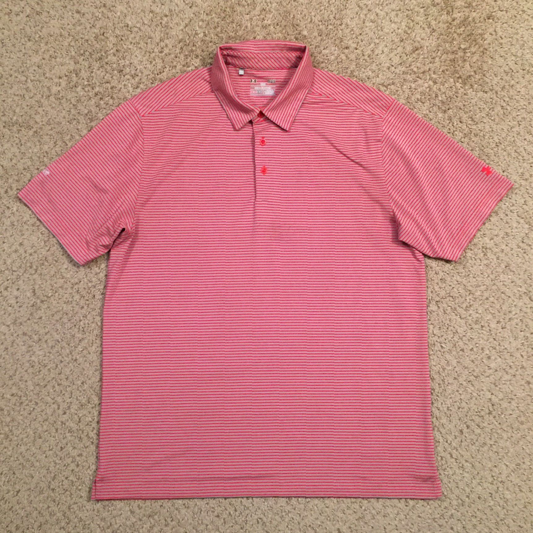 Under Armour Under Armour Polo Shirt Mens L Gray Striped Short Sleeve Heat Gear Polo Shirt Mens L Gray Striped Short Sleeve Size US L / EU 52-54 / 3 - 2 Thumbnail