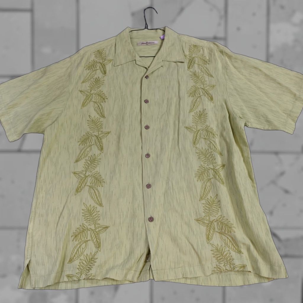 Tommy Bahama Tommy Bahama Mens Shirt XL Green Floral Short Sleeve Linen Blend Size US XL / EU 56 / 4 - 1 Thumbnail