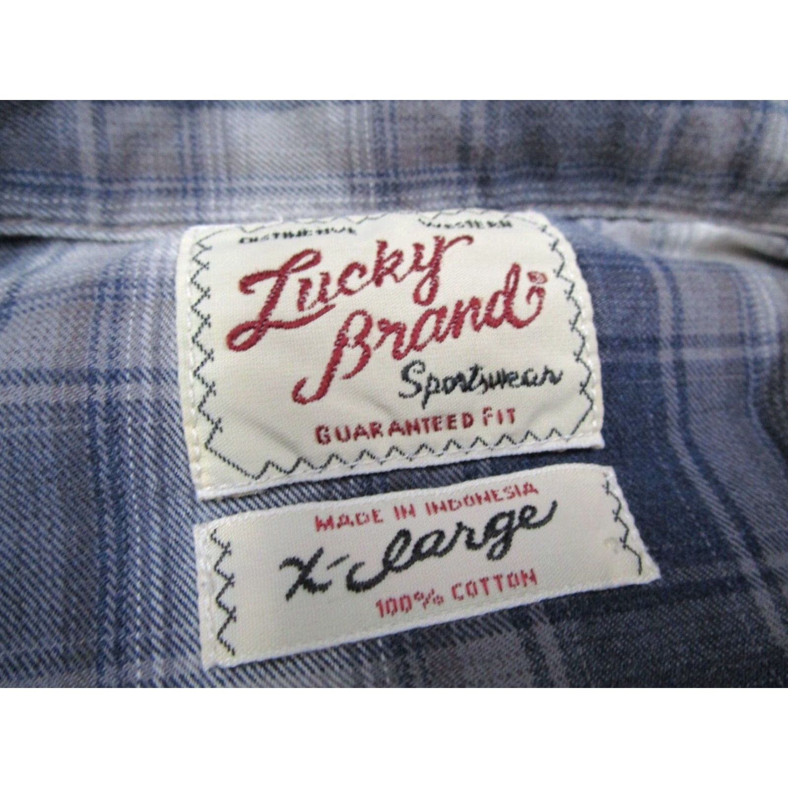 Lucky Brand Lucky Brand Shirt Mens XL Blue Plaid Button-Up Western Style with Pearl Snaps Size US XL / EU 56 / 4 - 3 Thumbnail