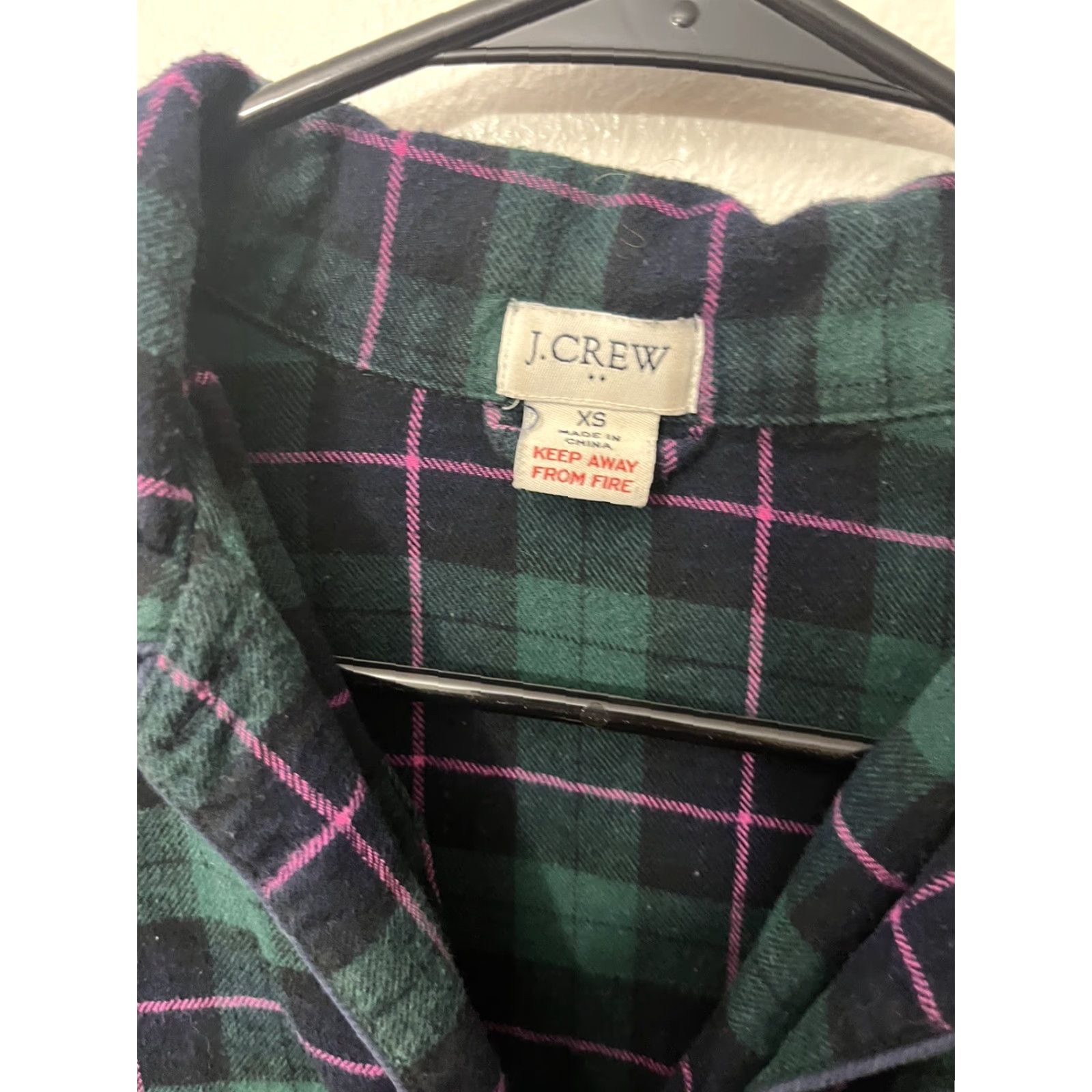 J.Crew J.CREW Women's Plaid Flannel Shirt Button-Down XS Green - Cotton Cozy Casual Top, Slim, Regular, Button-Up, All Seasons, Womens Size XS / US 0-2 / IT 36-38 - 3 Thumbnail