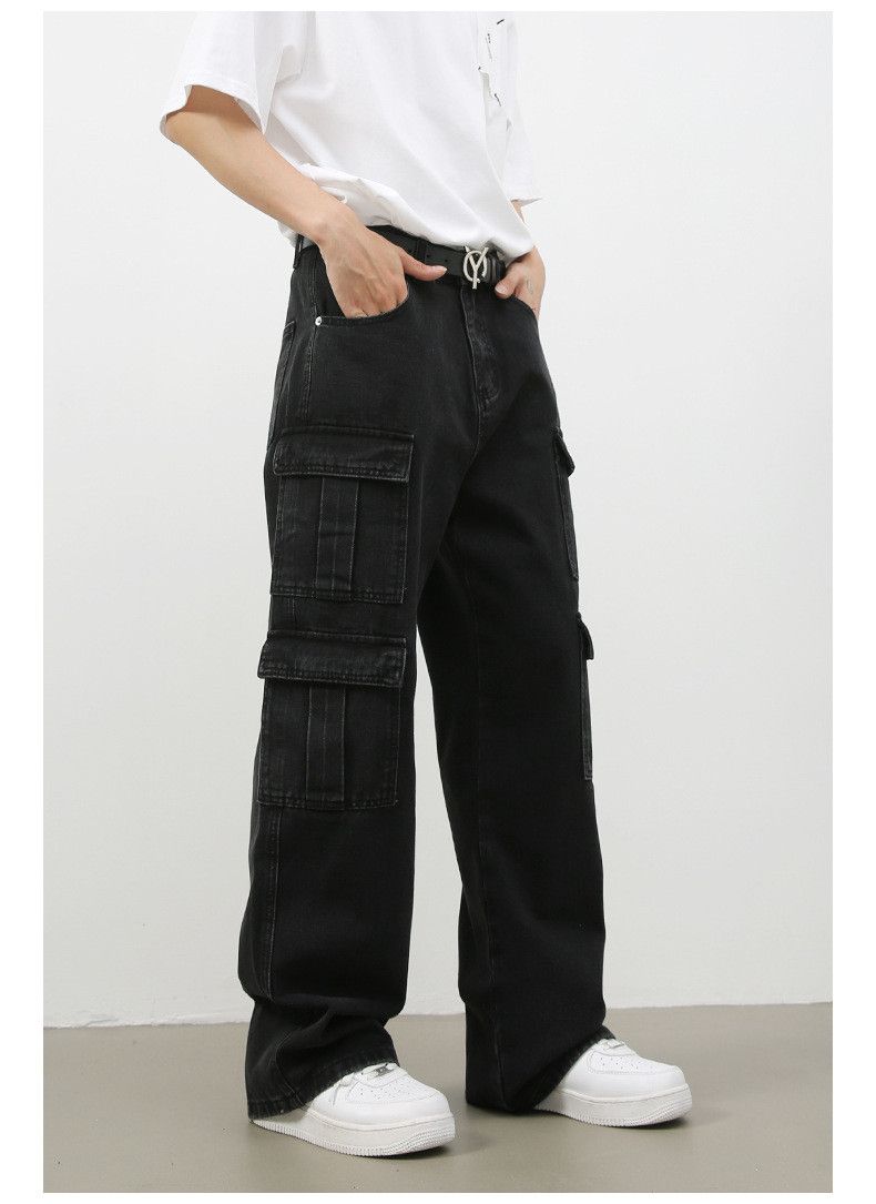 Japanese Brand America washed distressed wide-leg multi-pocket cargo jeans Size US 32 / EU 48 - 3 Thumbnail