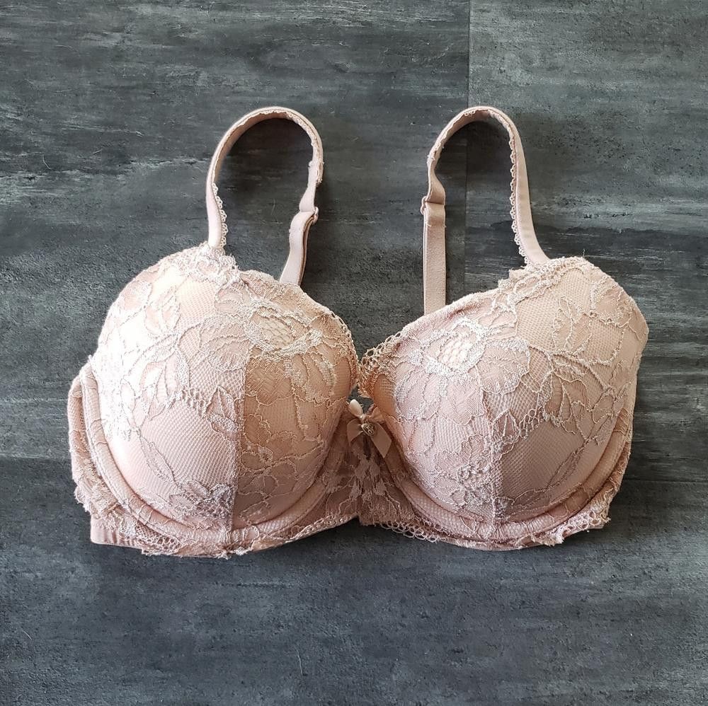 Designer Dust Pink Lace Detailed VS Demi Bustier Bra Size ONE SIZE - 1 Thumbnail