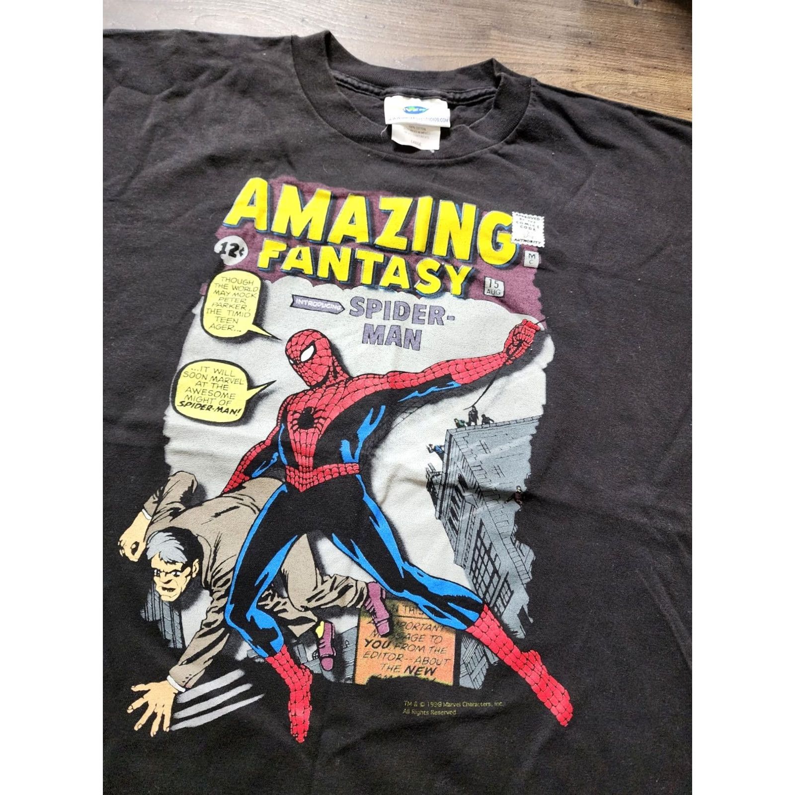 Vintage Vintage Universal Studios Spider-Man Islands of Adventure T Shirt Mens L Black Cotton 90s Retro Comic Image Venom Carnage Hobgoblin Cobweb T-Shirt Size US L / EU 52-54 / 3 - 5 Thumbnail