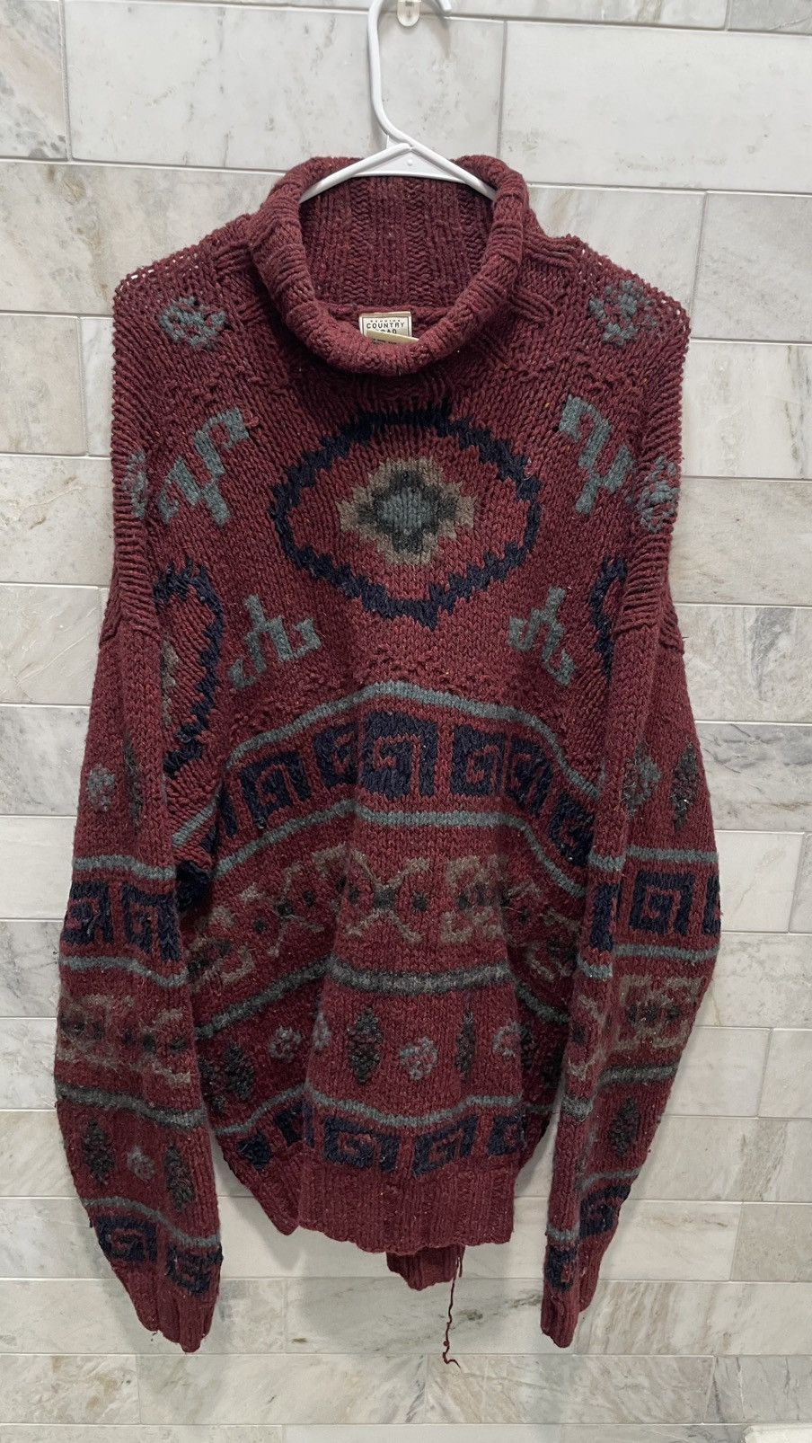 Country Road Country Road maroon patterned knit Turtleneck Size US XL / EU 56 / 4 - 1 Thumbnail