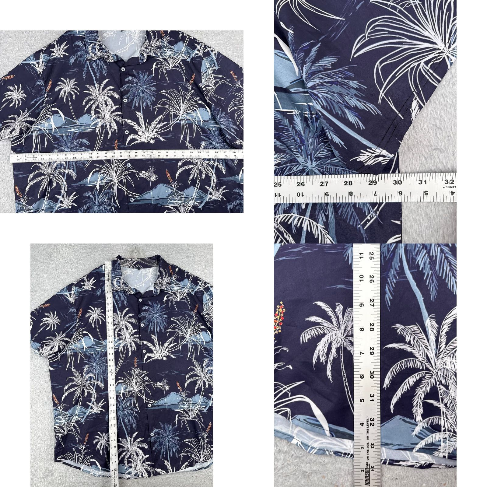 Vintage Hawaiian Shirt Shirt Men 5XL XXXXXL Blue White Palm Tree Floral Cotton Blend Size US XXL / EU 58 / 5 - 8 Thumbnail