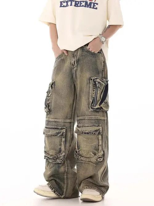 Japanese Brand Streetwear Cargo Multi Pocket Loose Baggy Pants Jeans Size US 32 / EU 48 - 1 Thumbnail