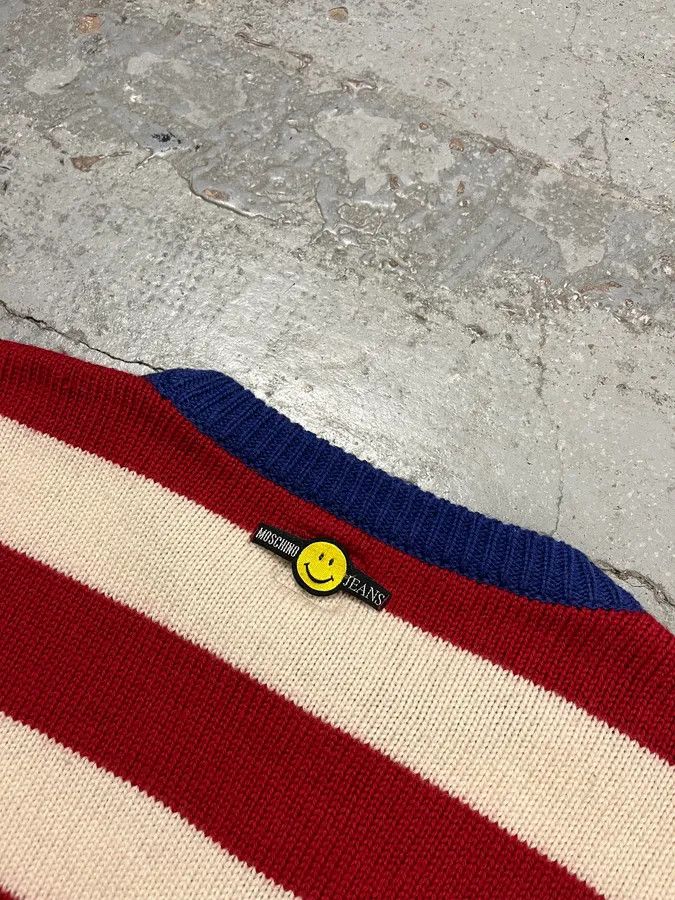 Moschino 2000s Moschino USA Flag Bootleg Red White Blue Wool Sweater Size US L / EU 52-54 / 3 - 7 Thumbnail