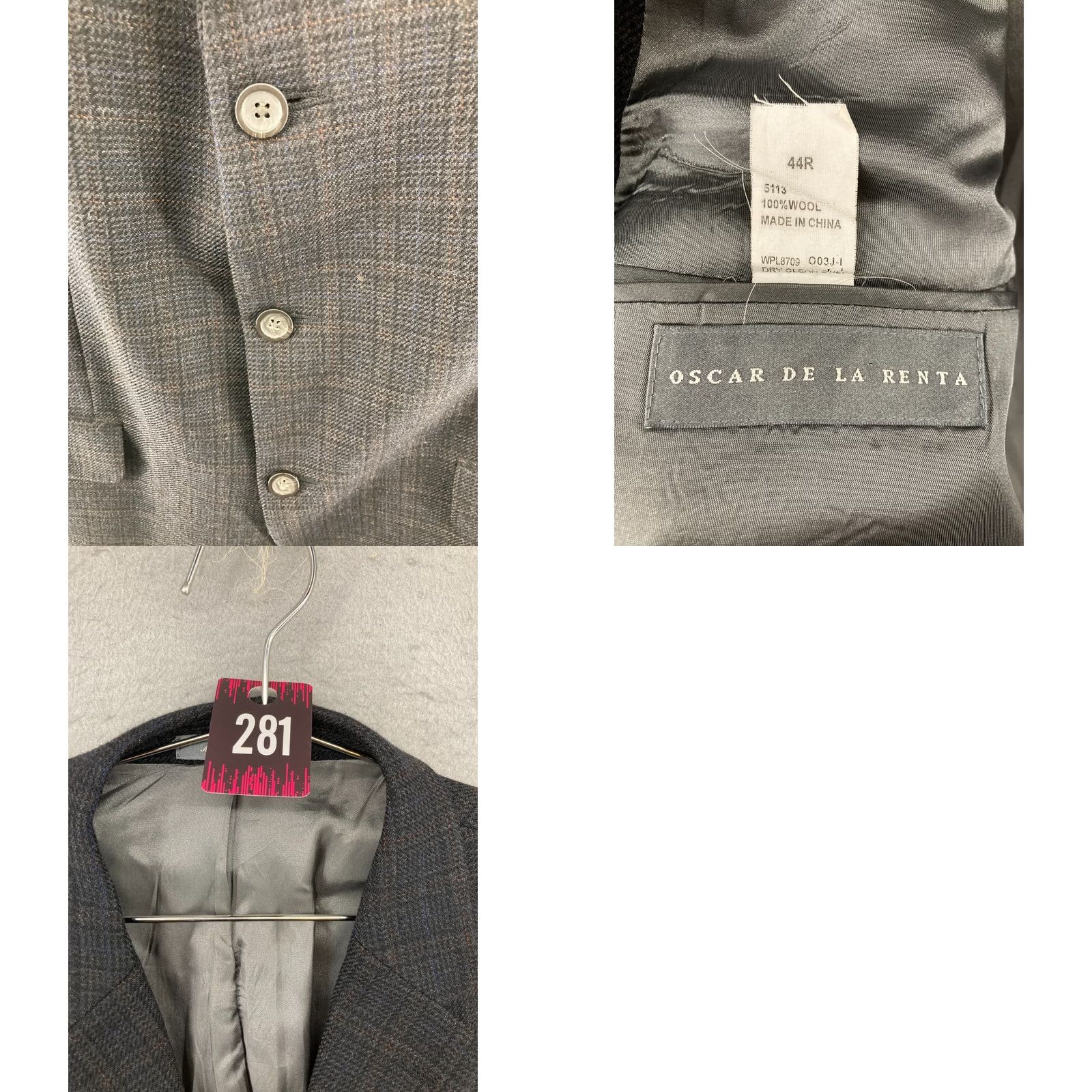 Oscar De La Renta Oscar de la Renta Suit Jacket Mens 44R Wool Plaid Blazer Size 44R - 8 Thumbnail