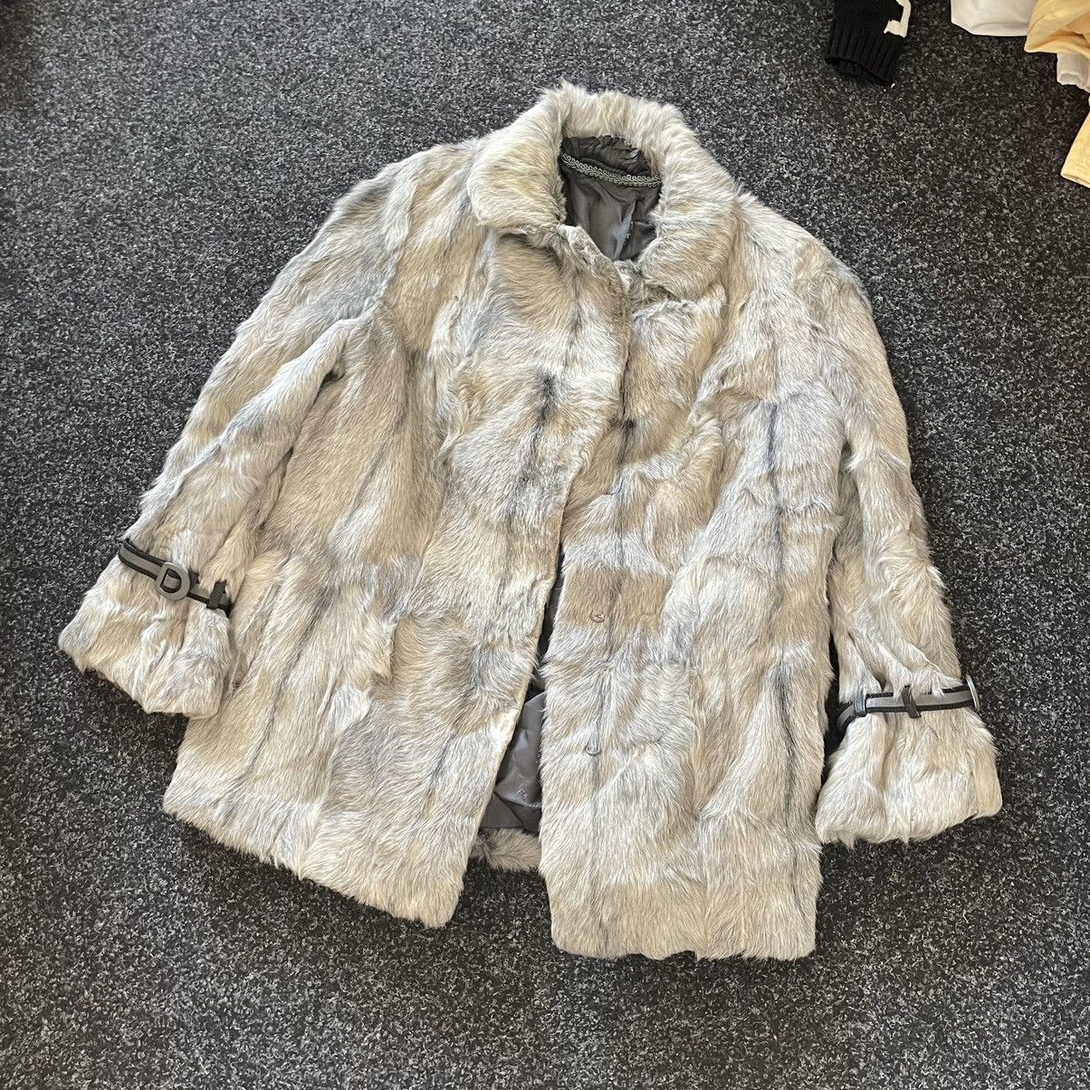 Balmain 90s Faux Fur wolf coat mesh jacket bomber gaultier