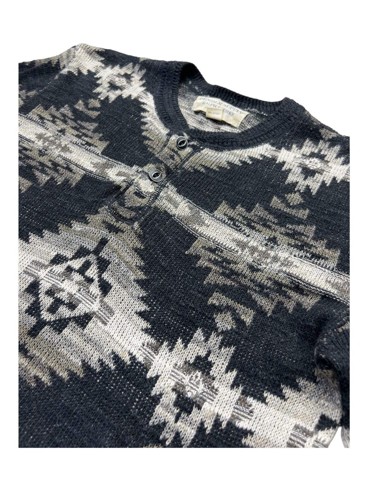 Denim & Supply Ralph Lauren Beautiful Native Pattern Rockabilly Mod Knitted Sweater RRL Size US S / EU 44-46 / 1 - 3 Thumbnail