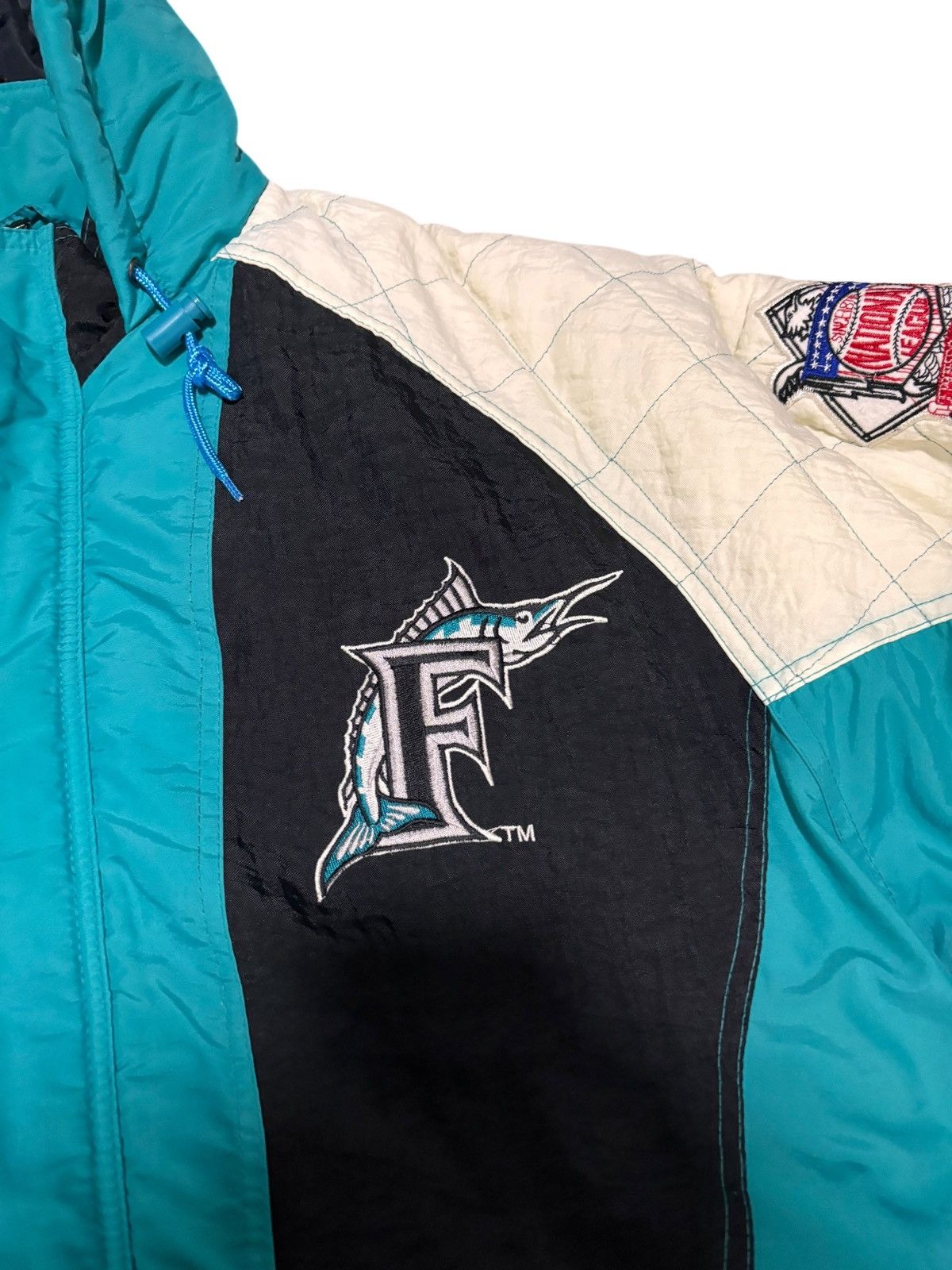Starter Vintage 90s Florida Marlins Starter Puffer Jacket Mens L Size US L / EU 52-54 / 3 - 2 Thumbnail