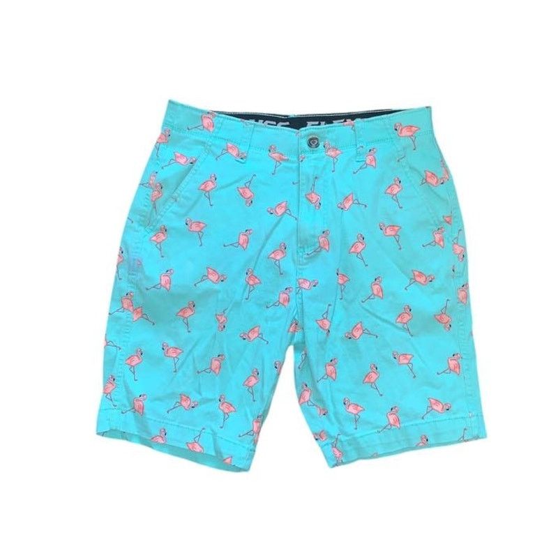 Other Plugg Flex Khaki Dress Shorts Green/Blue & Pink Flamingos 29 Size US 29 - 4 Thumbnail