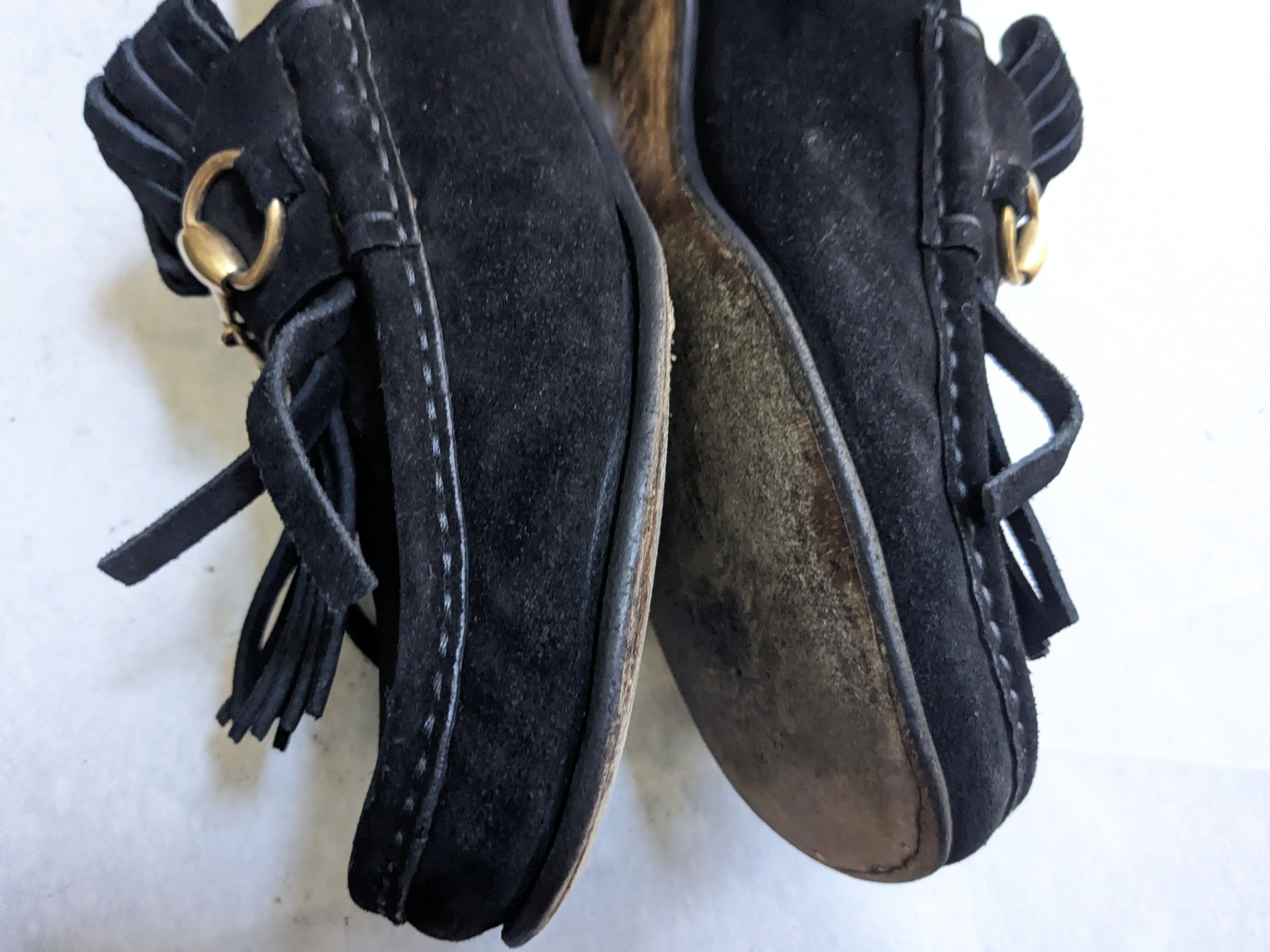Gucci Gucci Horsebit Loafers Black Suede 10.5 Fringe Size US 10.5 / EU 43-44 - 11 Thumbnail