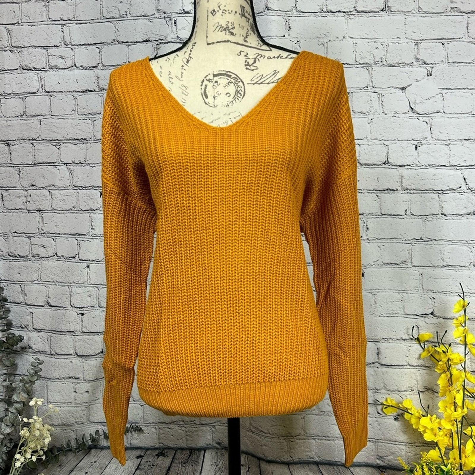 Other Reversible Twisted Knit Long Sleeve Fall Sweater Mustard M Size M / US 6-8 / IT 42-44 - 5 Thumbnail