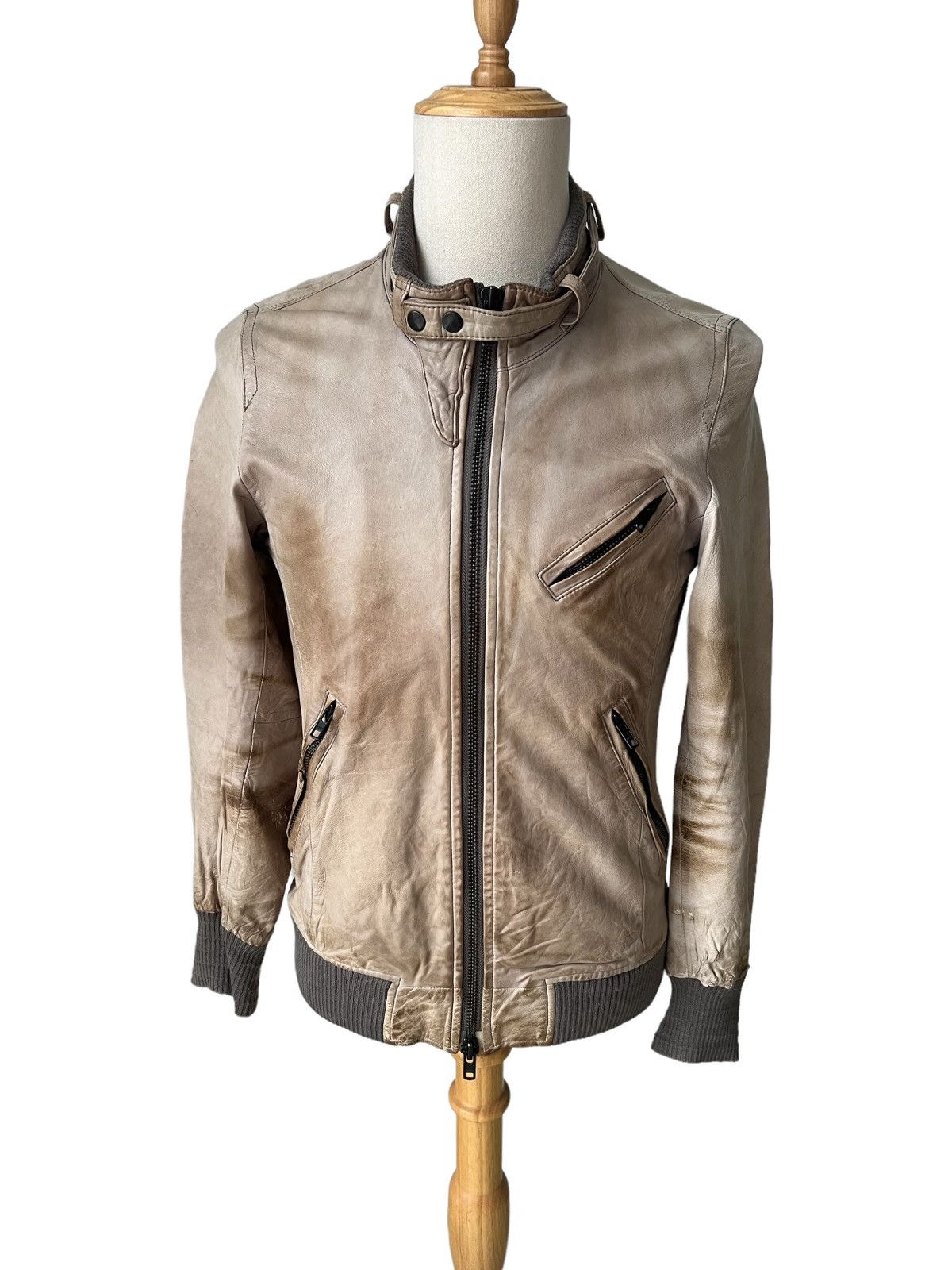 American Rag Beauty Patina Fade Sheep Leather Bondage Zipper Biker Jacket Size US S / EU 44-46 / 1 - 1 Thumbnail