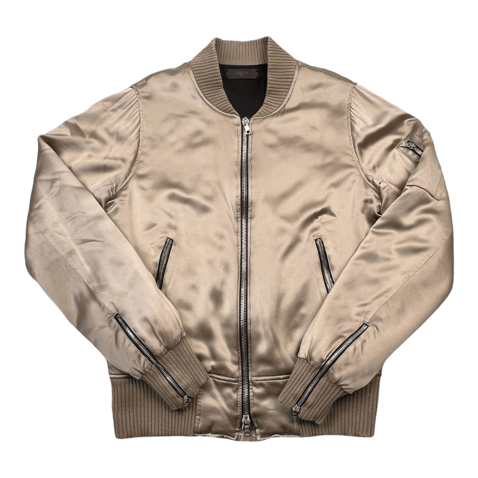 image of Amiri Satin Bomber Jacket Sand Pre-Owned, Men's (Size Small)