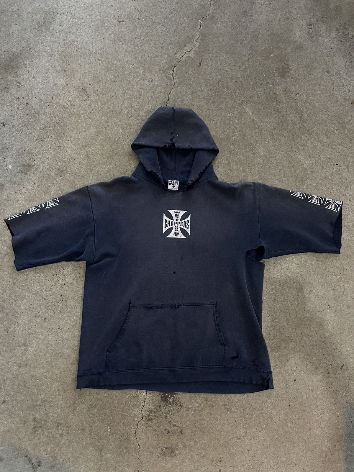 West Coast Choppers Thrashed Vintage West Coast Choppers Hoodie Size US XL / EU 56 / 4 - 4 Thumbnail