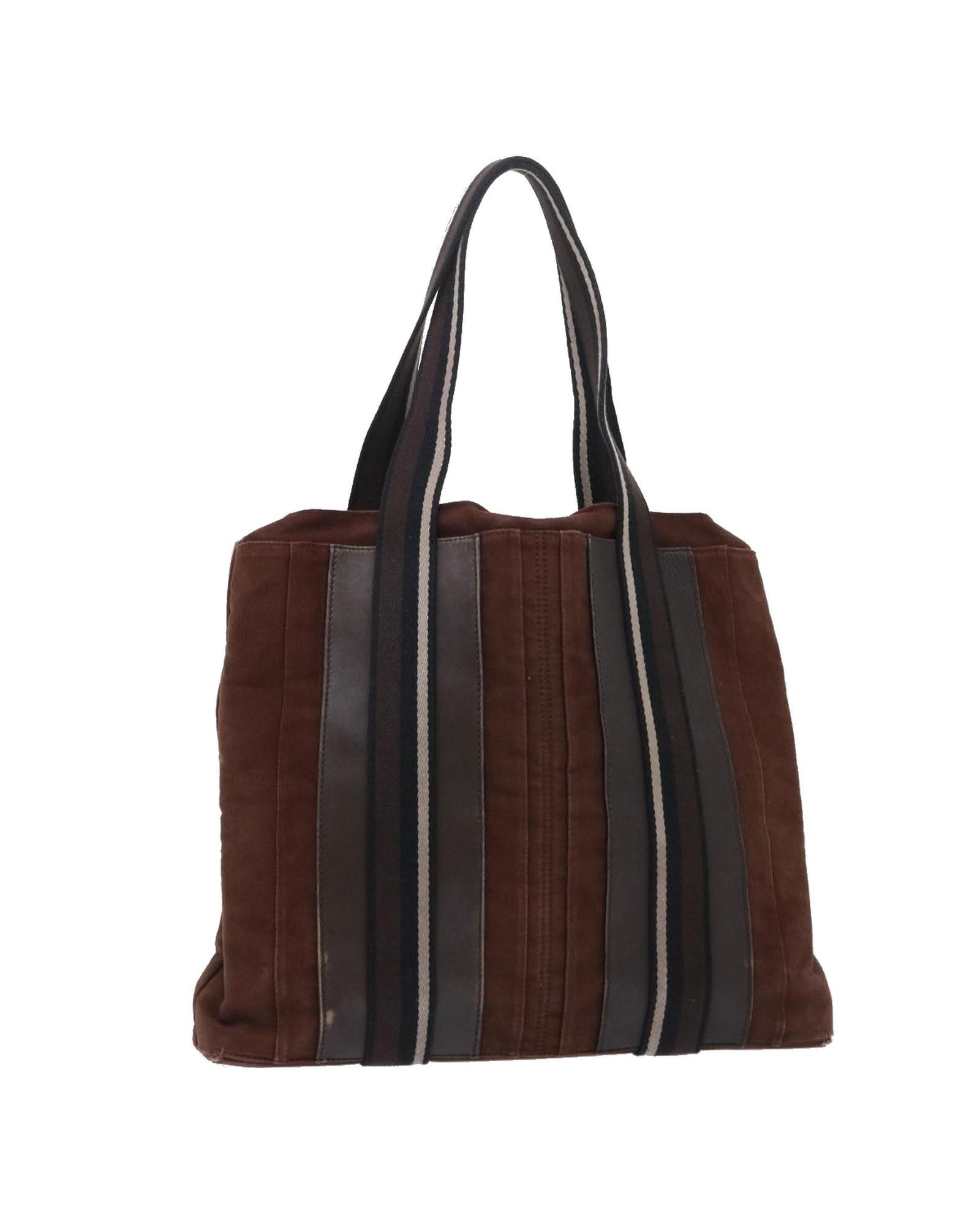 image of Hermes Canvas Horizontal Tote Bag With Minimal Wear in Brown, Women's
