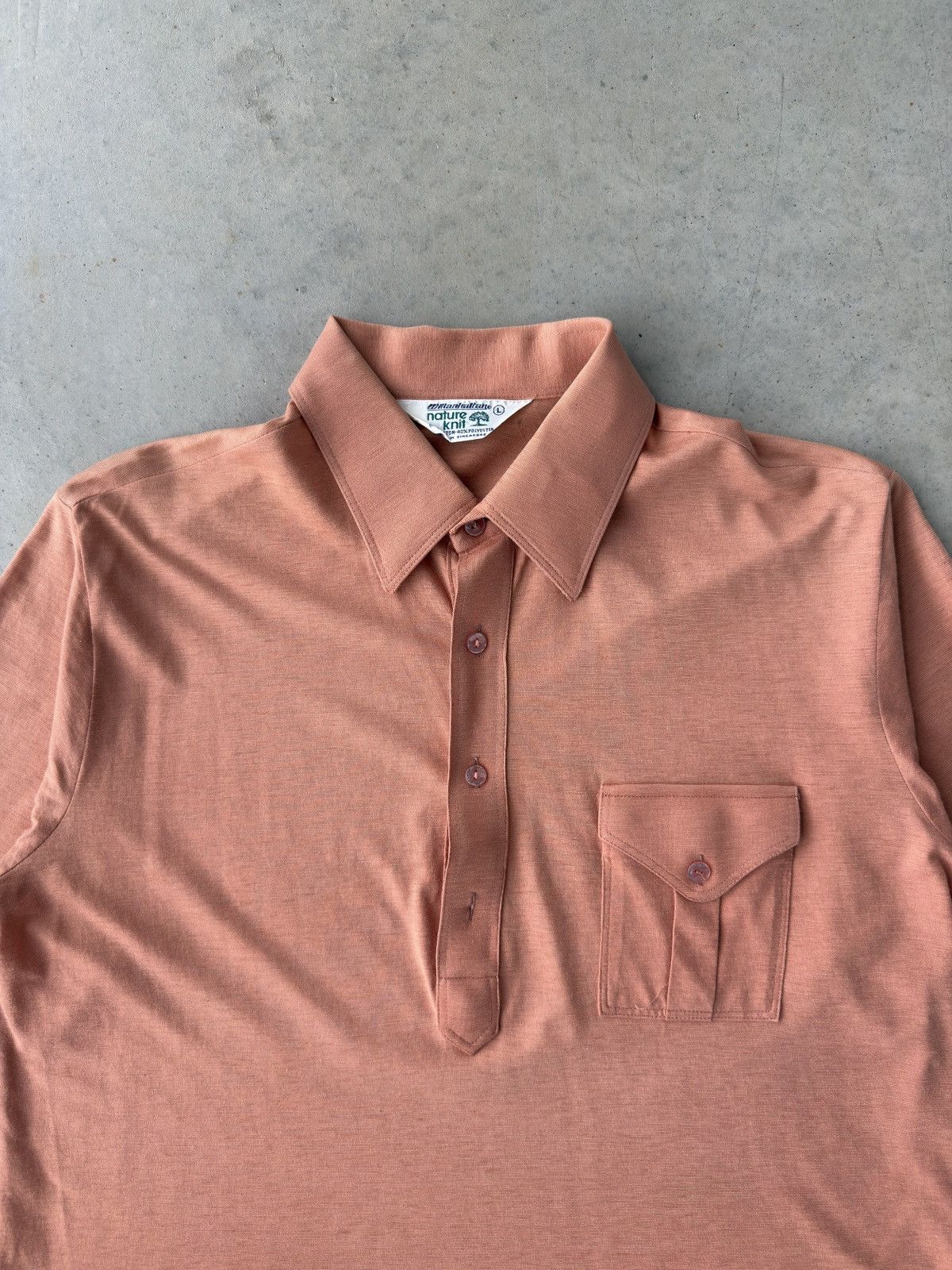Vintage Vintage 80s Light Orange Thin Button Up short Sleeve Polo Size US L / EU 52-54 / 3 - 3 Thumbnail