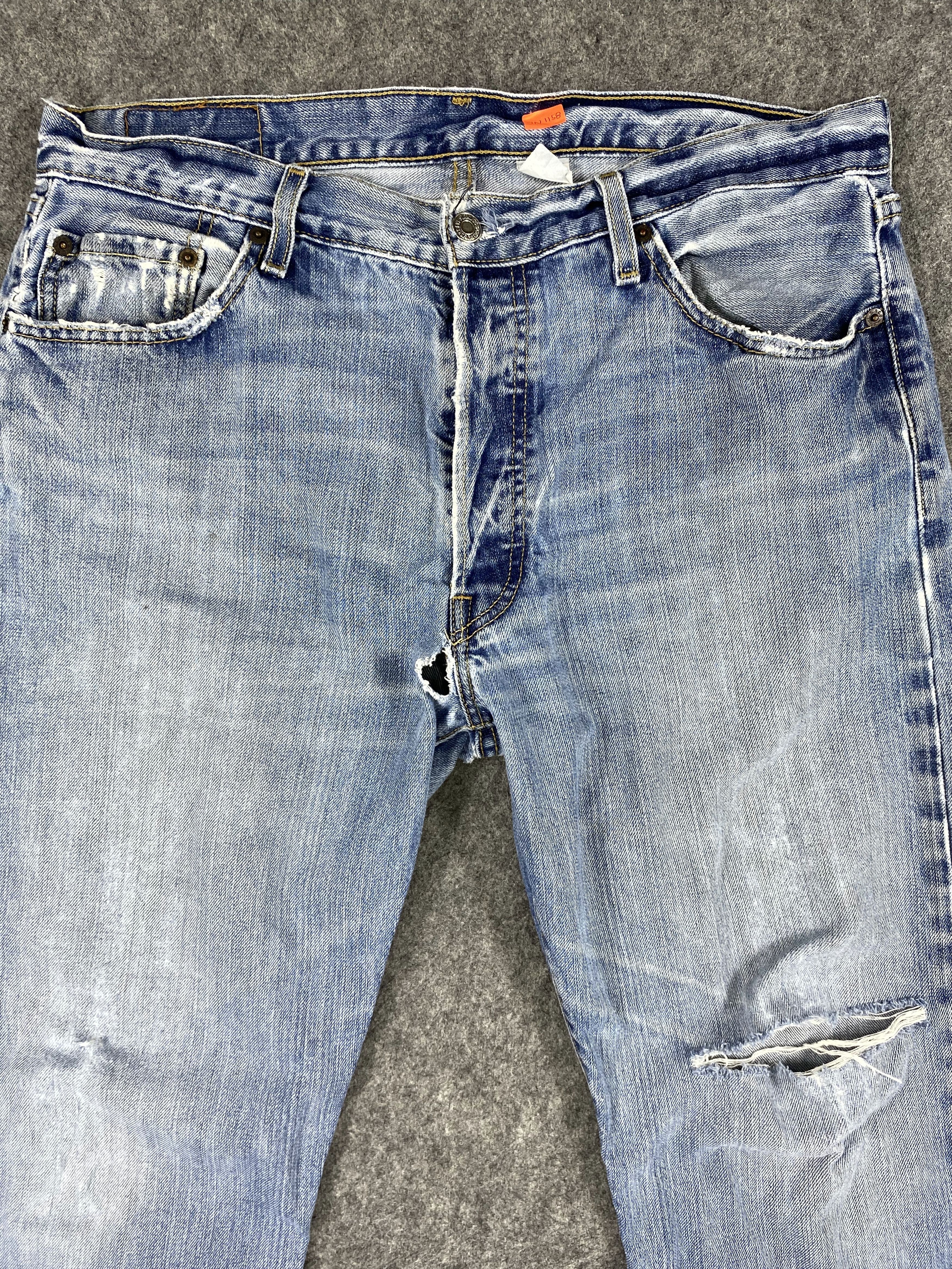 Levi's Mid Blue Distressed Vintage Levi's 501 36x30 Denim -JN1158 Size US 36 / EU 52 - 3 Thumbnail