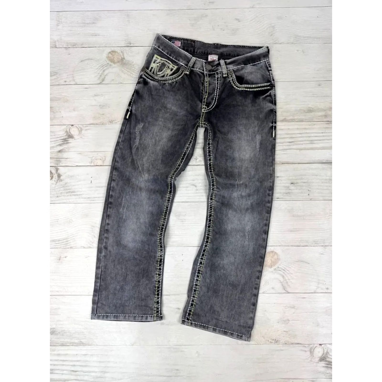 True Religion VINTAGE True Religion Jeans MEn Size 33 Gray Straight 90s Y2K Size US 33 - 2 Thumbnail