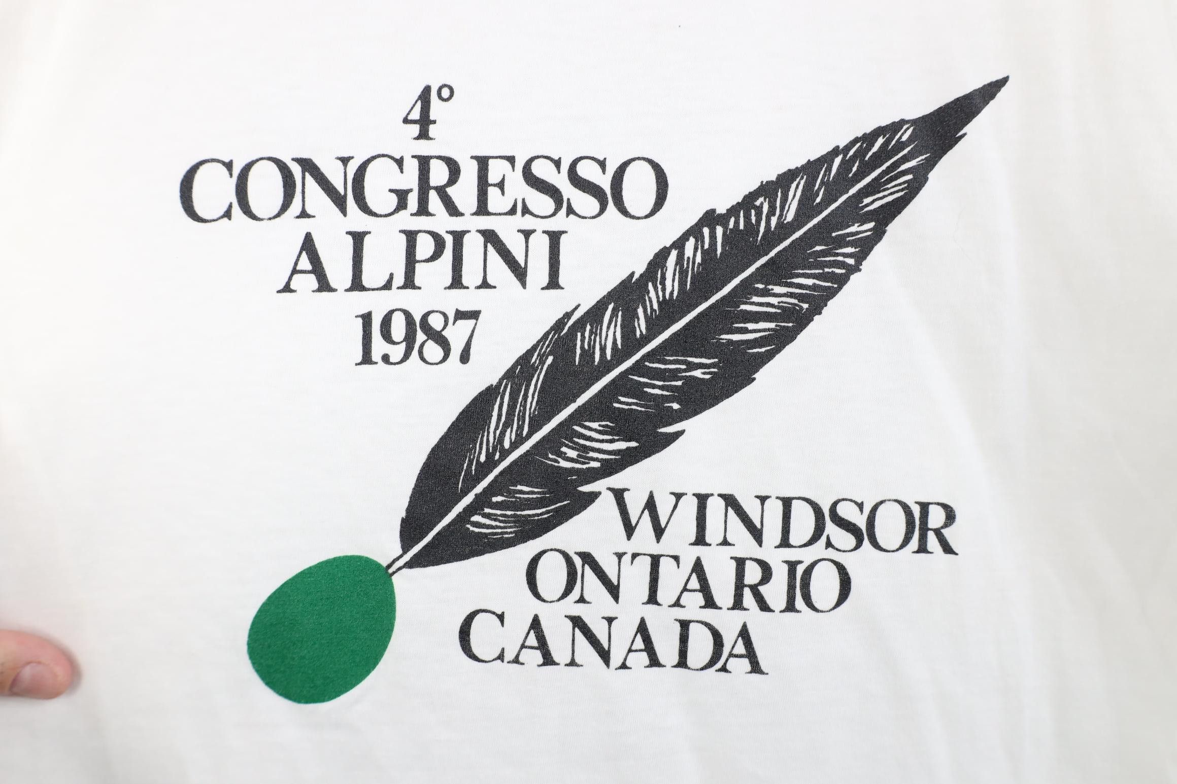 Vintage Vintage 80s 1987 Congresso Alpini Canada Ringer T-Shirt Size L / US 10 / IT 46 - 4 Thumbnail