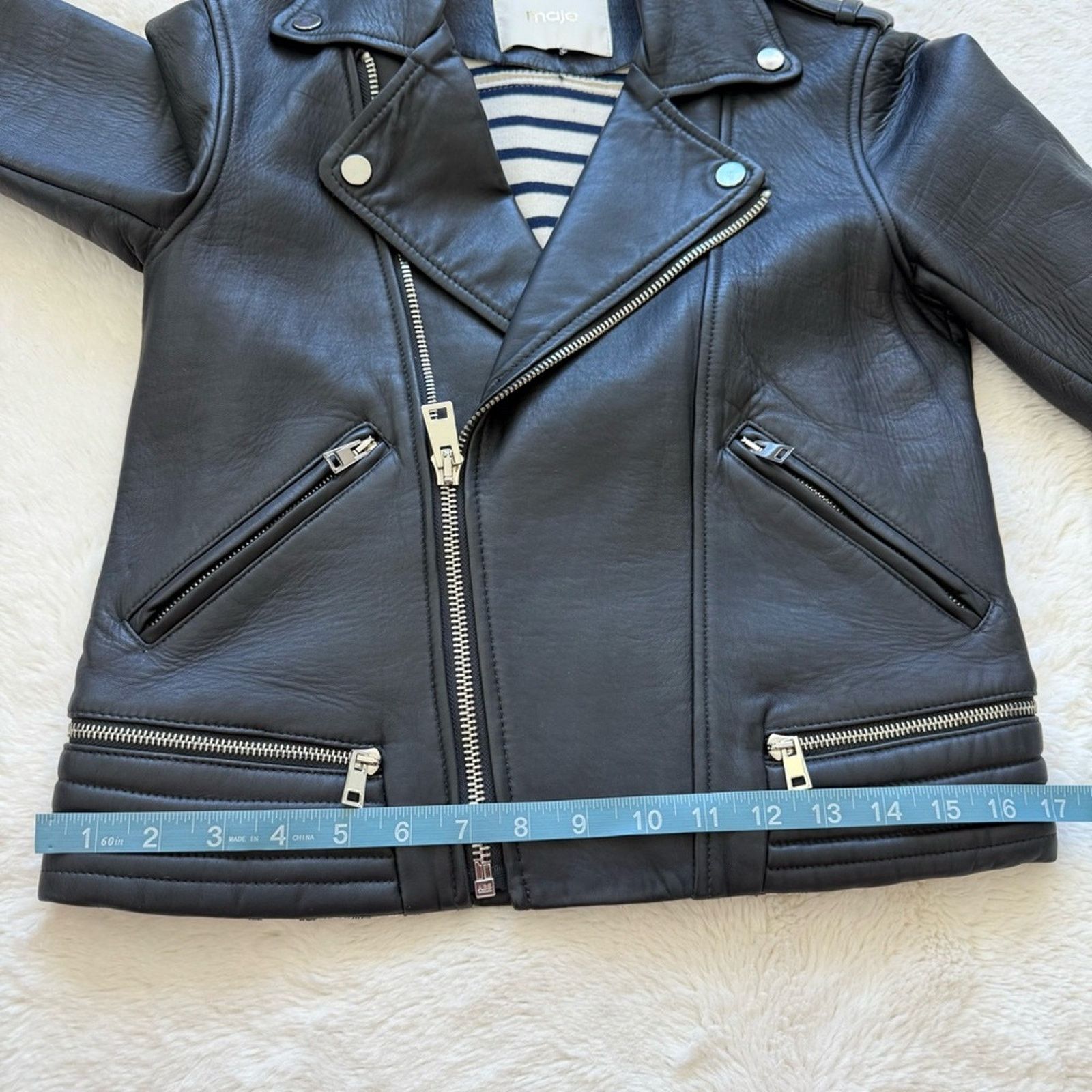 Maje MAJE leather navy women jacket size 36 FR or 6 US 750$ Size M / US 6-8 / IT 42-44 - 10 Thumbnail
