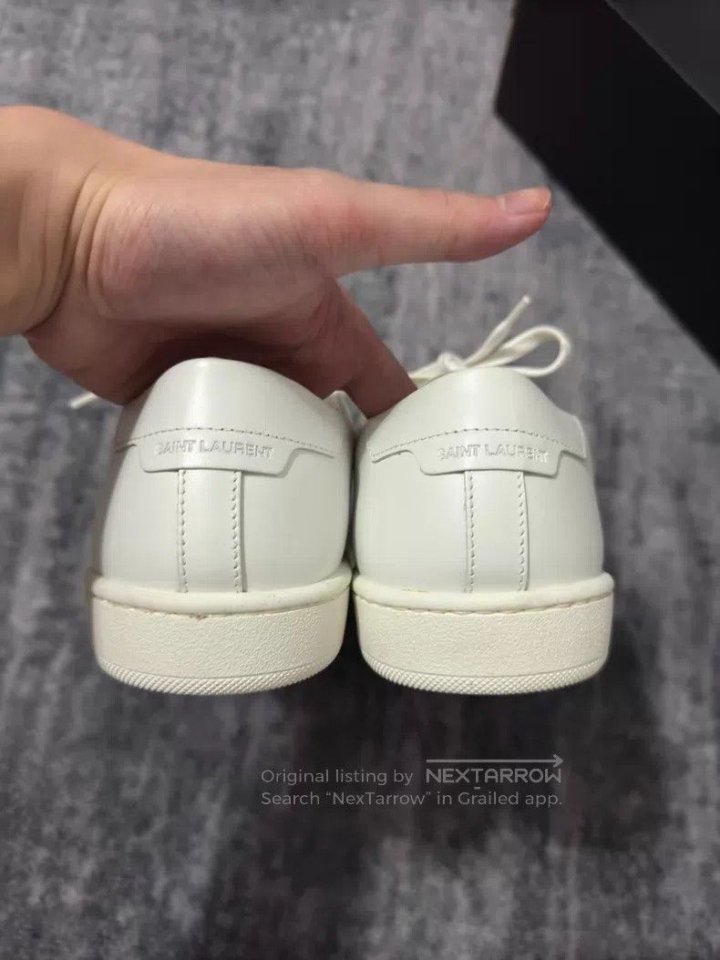 Saint Laurent Paris Saint Laurent Paris Pure White Leather Low Top Sneakers Size US 7 / EU 40 - 4 Thumbnail