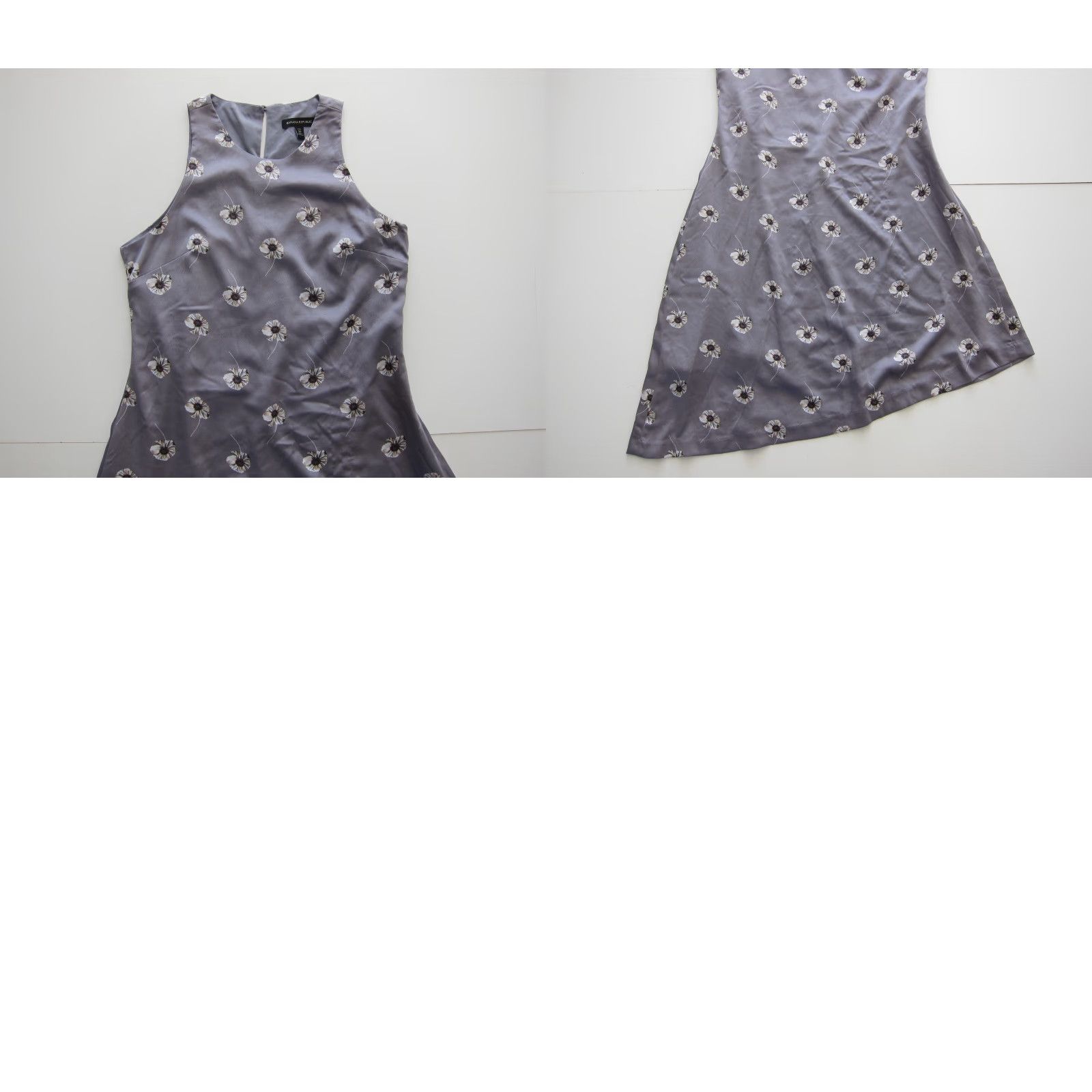 Banana Republic Banana Republic Grey Floral Satin Sleeveless Sheath Tank Tunic Dress P Small Martina? Size S / US 4 / IT 40 - 8 Thumbnail