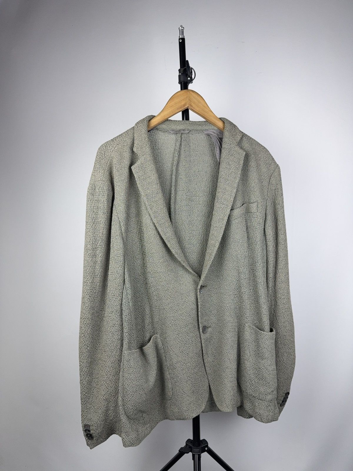 Hugo Boss Luxury Hugo Boss Stretch Knit Blazer Textured Gray Jacket Size 44R - 1 Thumbnail