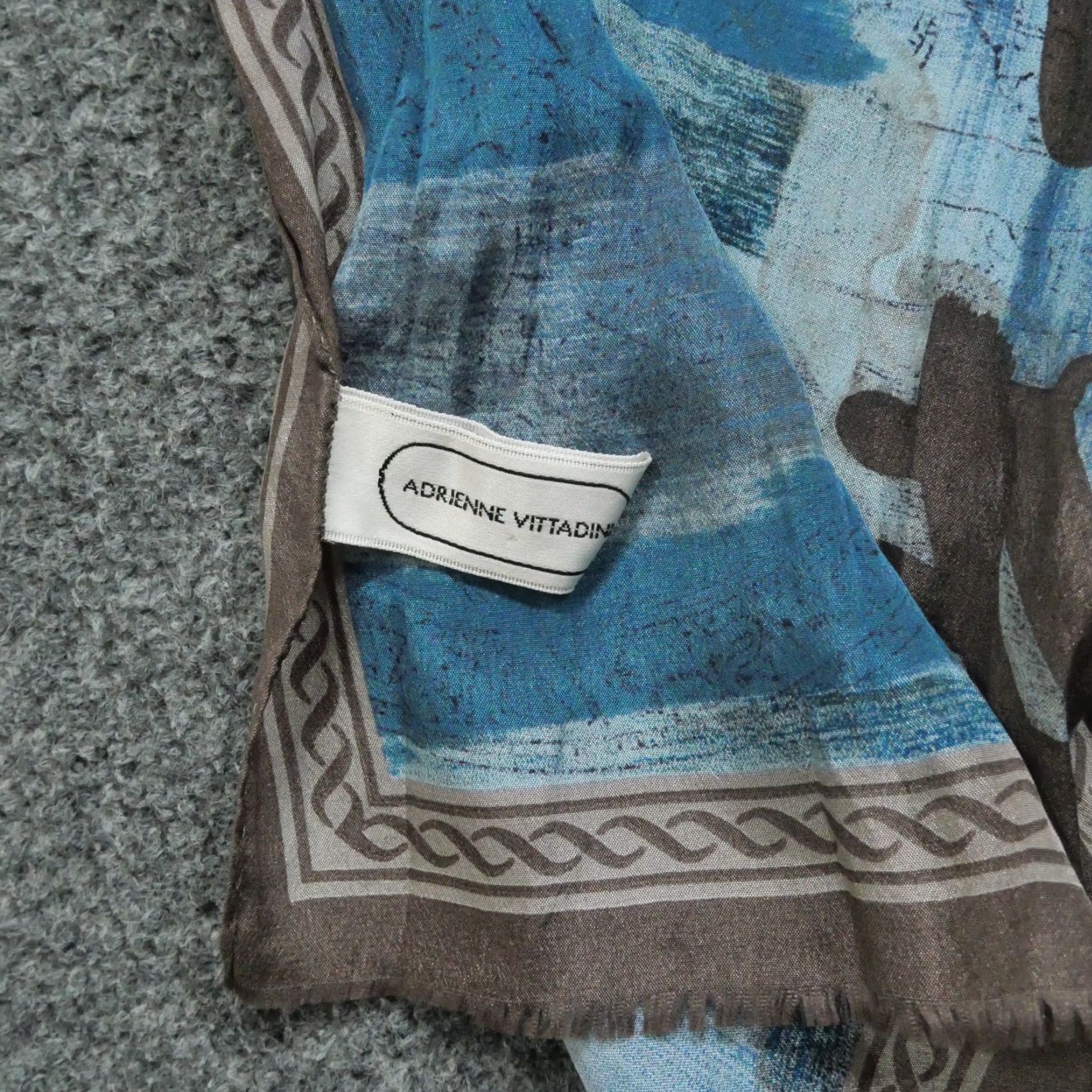 Vintage VINTAGE Adrienne Vittadini Silk Shawl/Wrap Blue Brown Made In Japan Women Size ONE SIZE - 4 Thumbnail