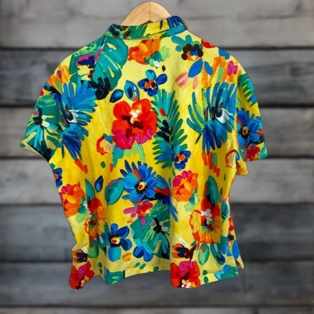 Polo Ralph Lauren Polo Shirt Men's Big 3X Yellow Abstract Floral Pattern